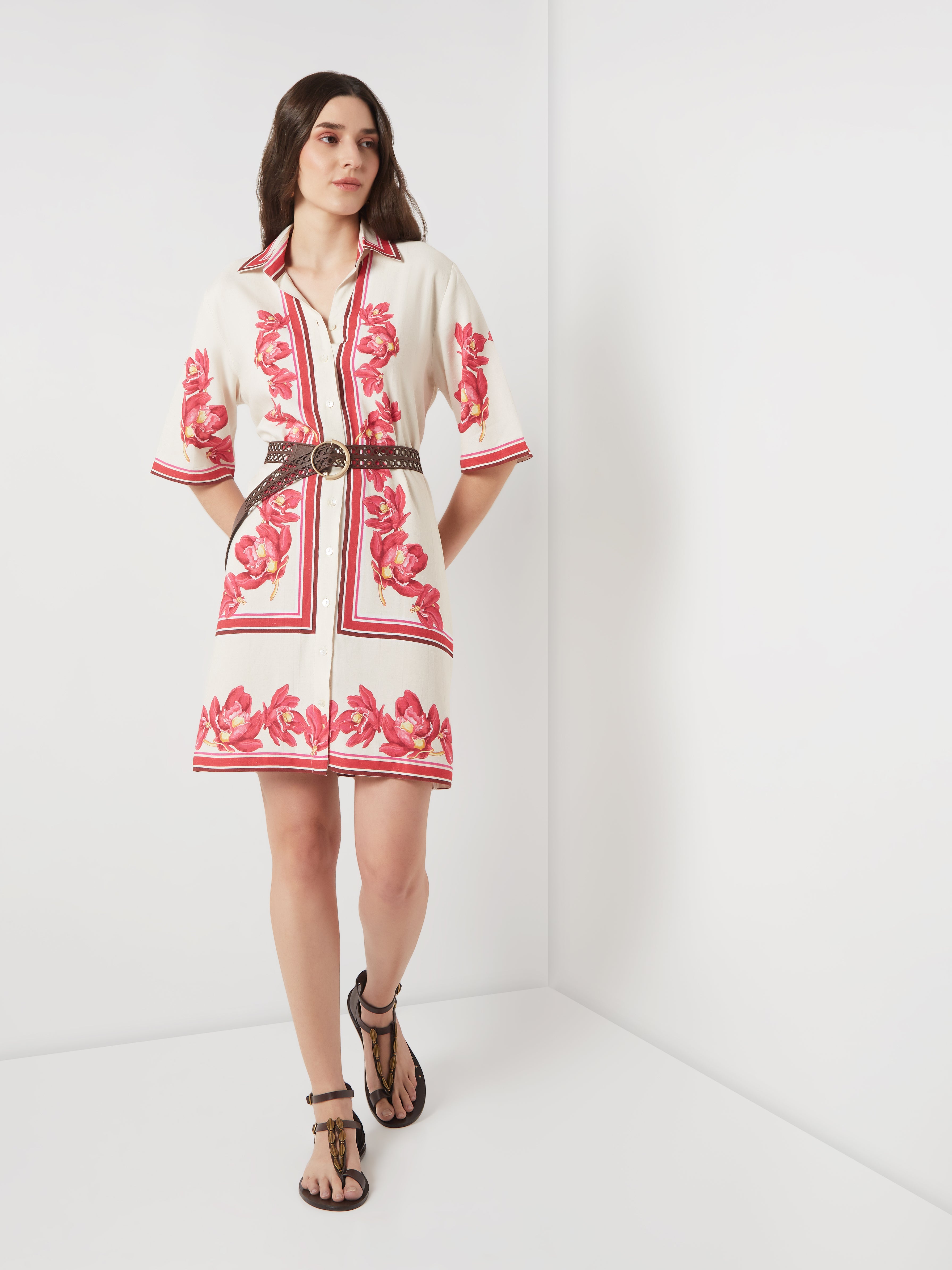 Scarlet Bloom Shirt Dress
