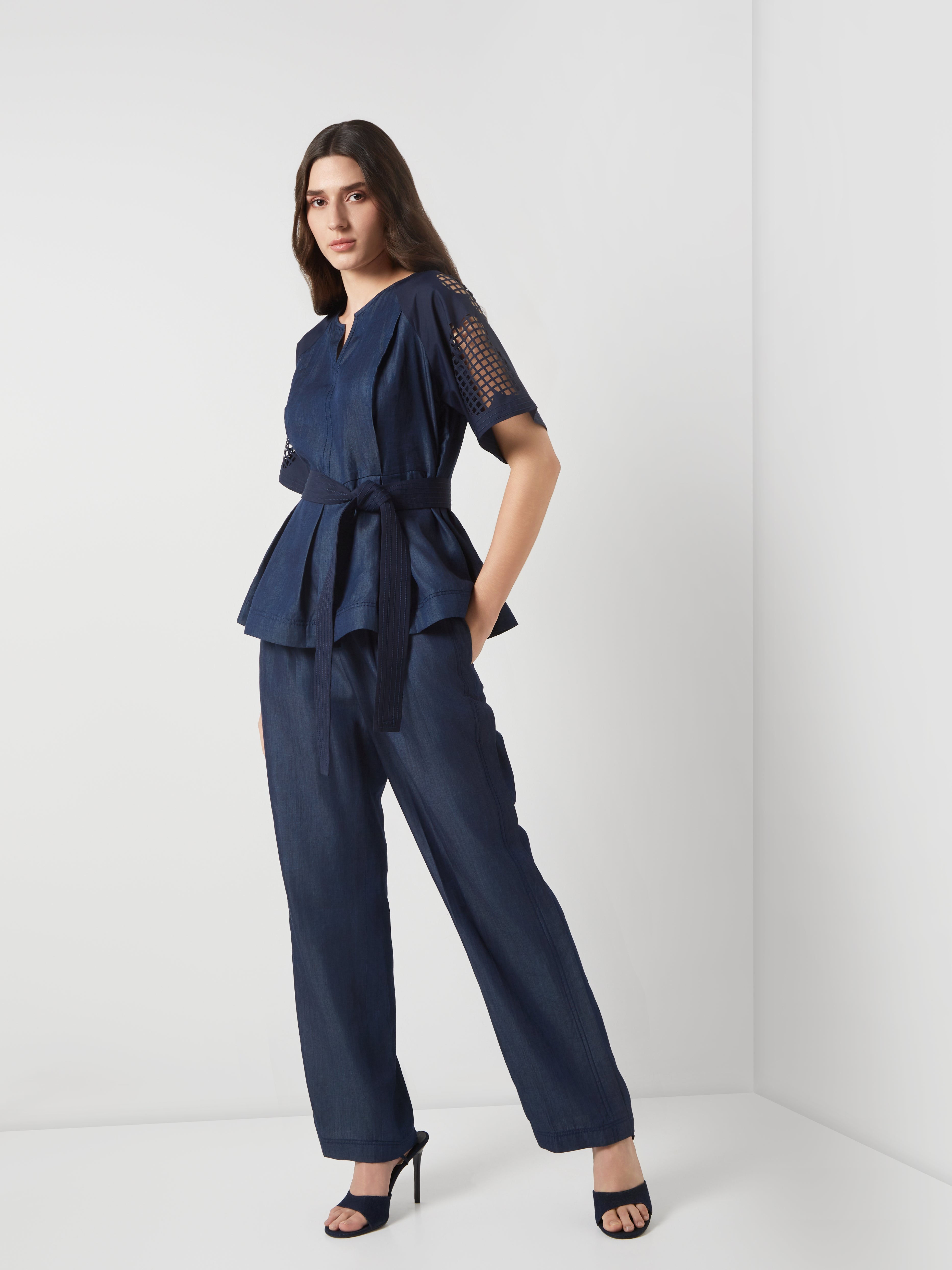 Tencel Denim Peplum Top