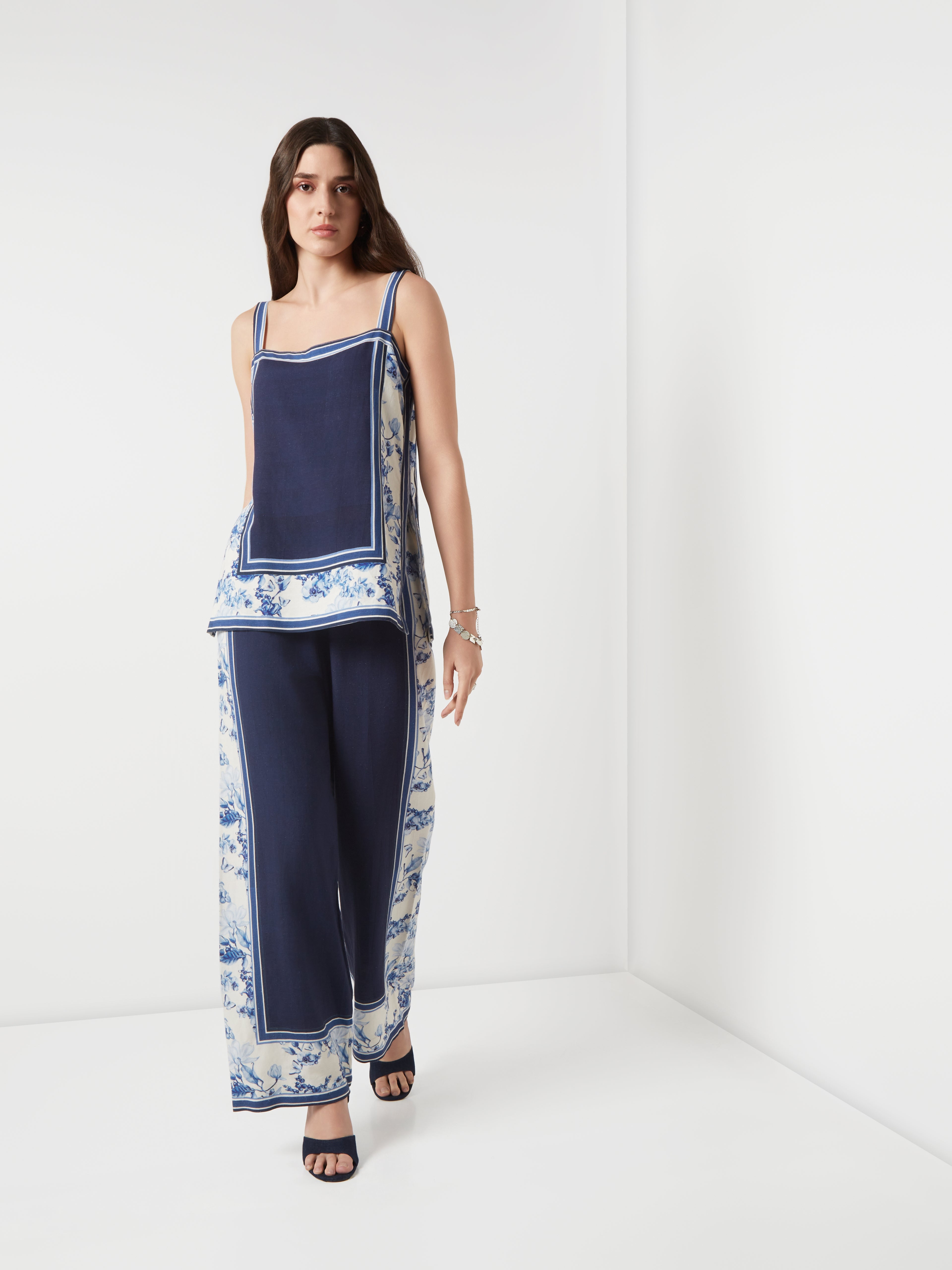 Bleu Creme Bloked Co-Ord Set