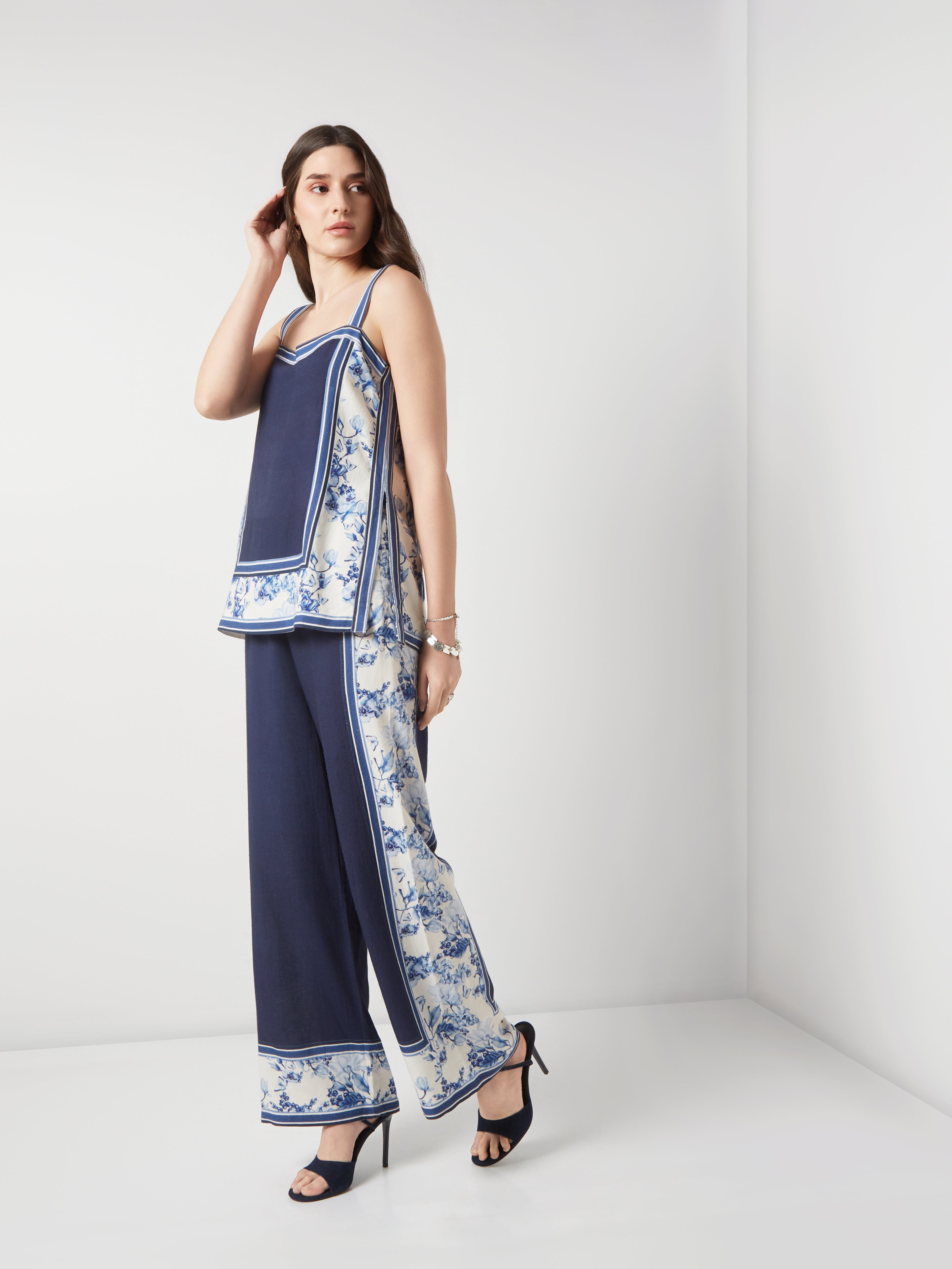 Bleu Creme Bloked Co-Ord Set