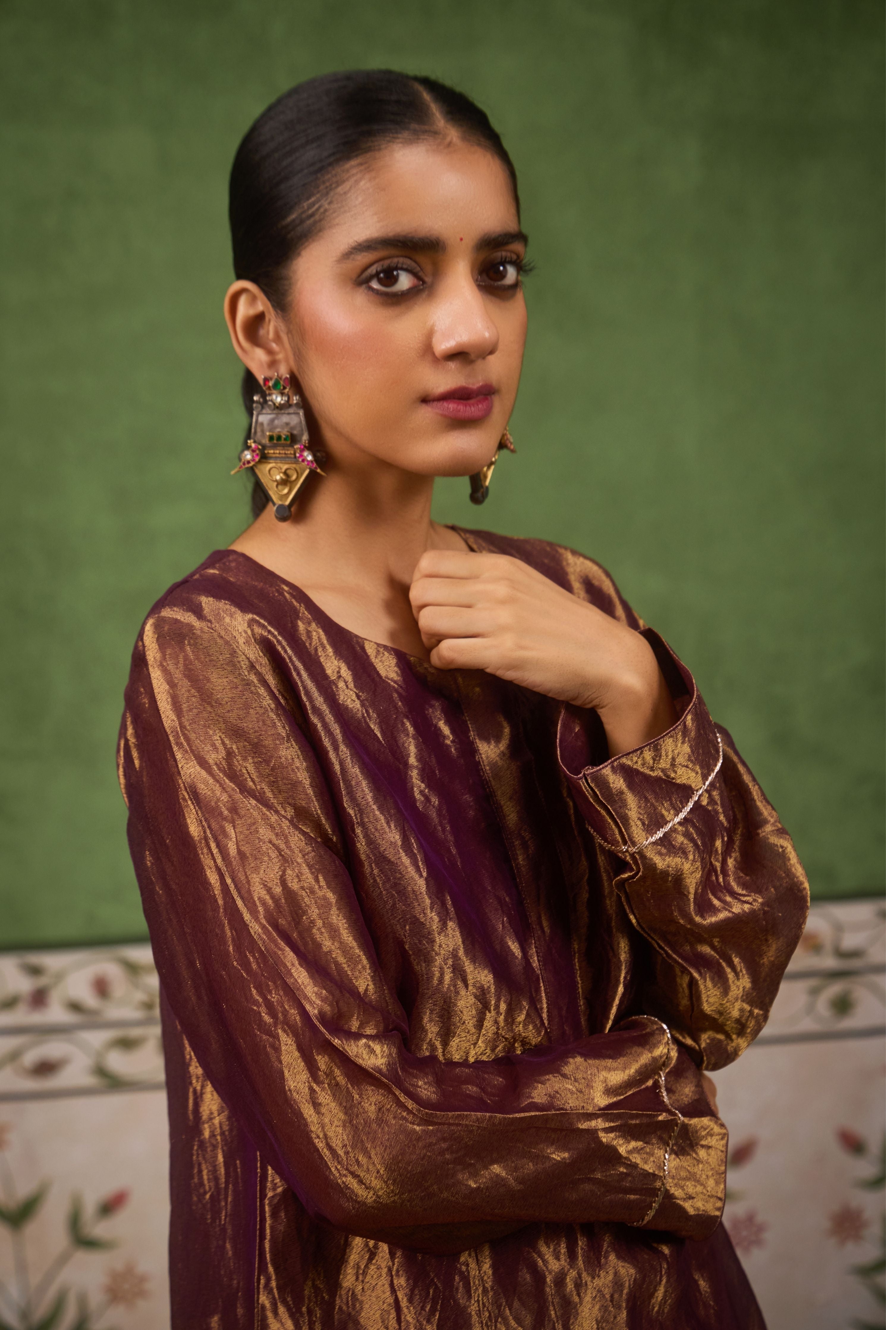 Inayat 2.0 Purple Tissue Kurta Set