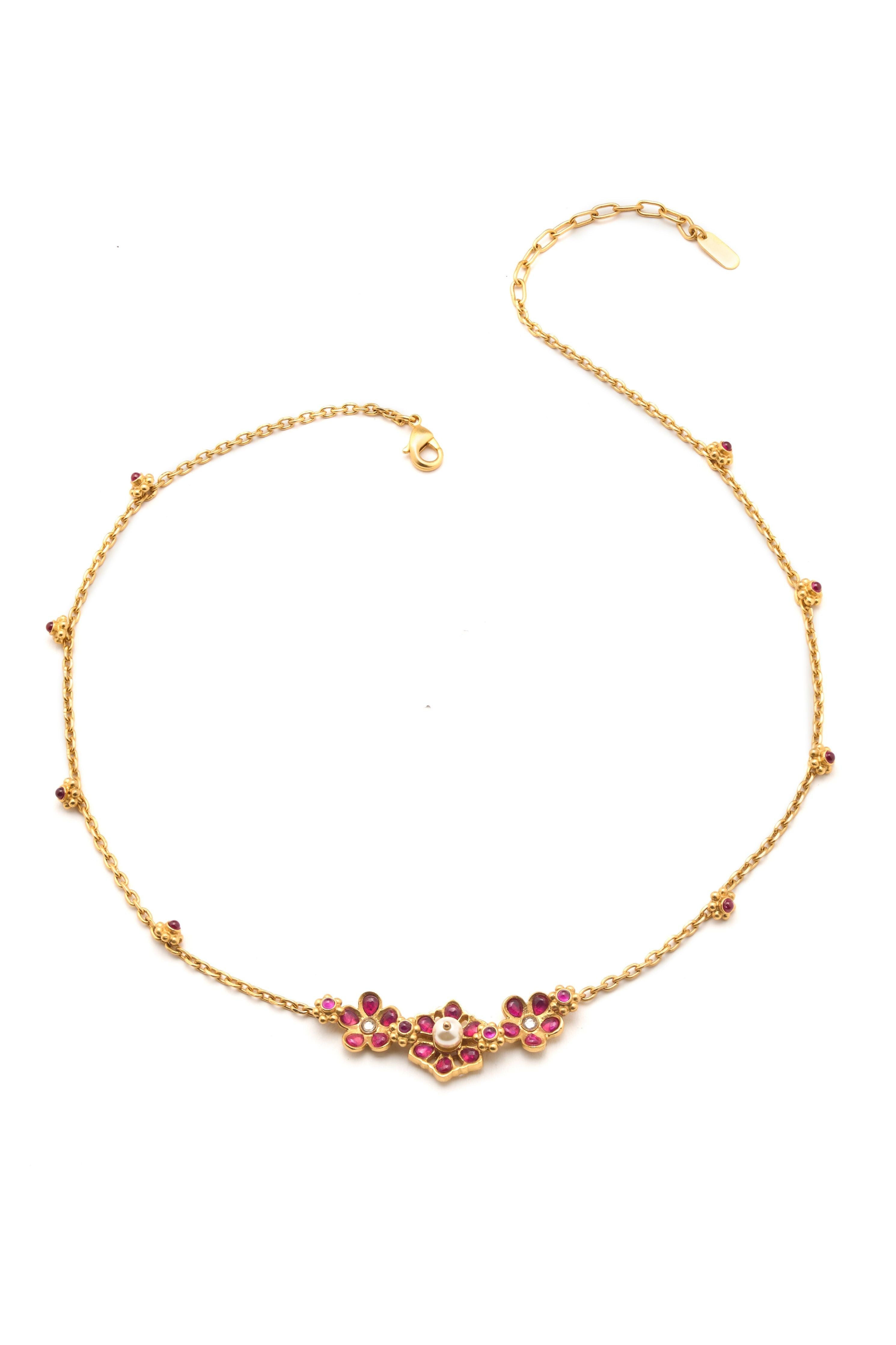 Gulmohar Floral Cluster Necklace