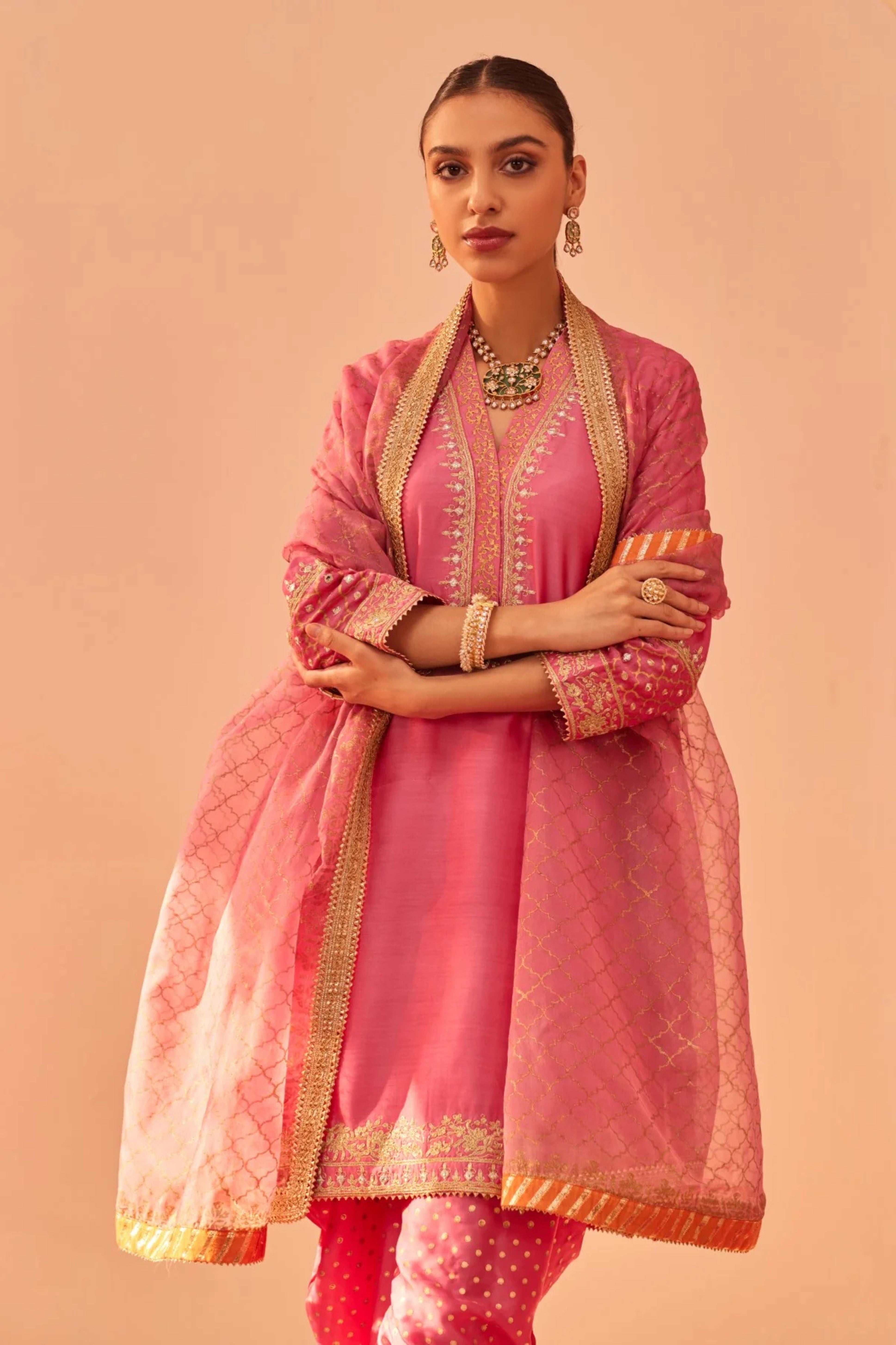 Faheeda Flamingo Pink Kurta Set