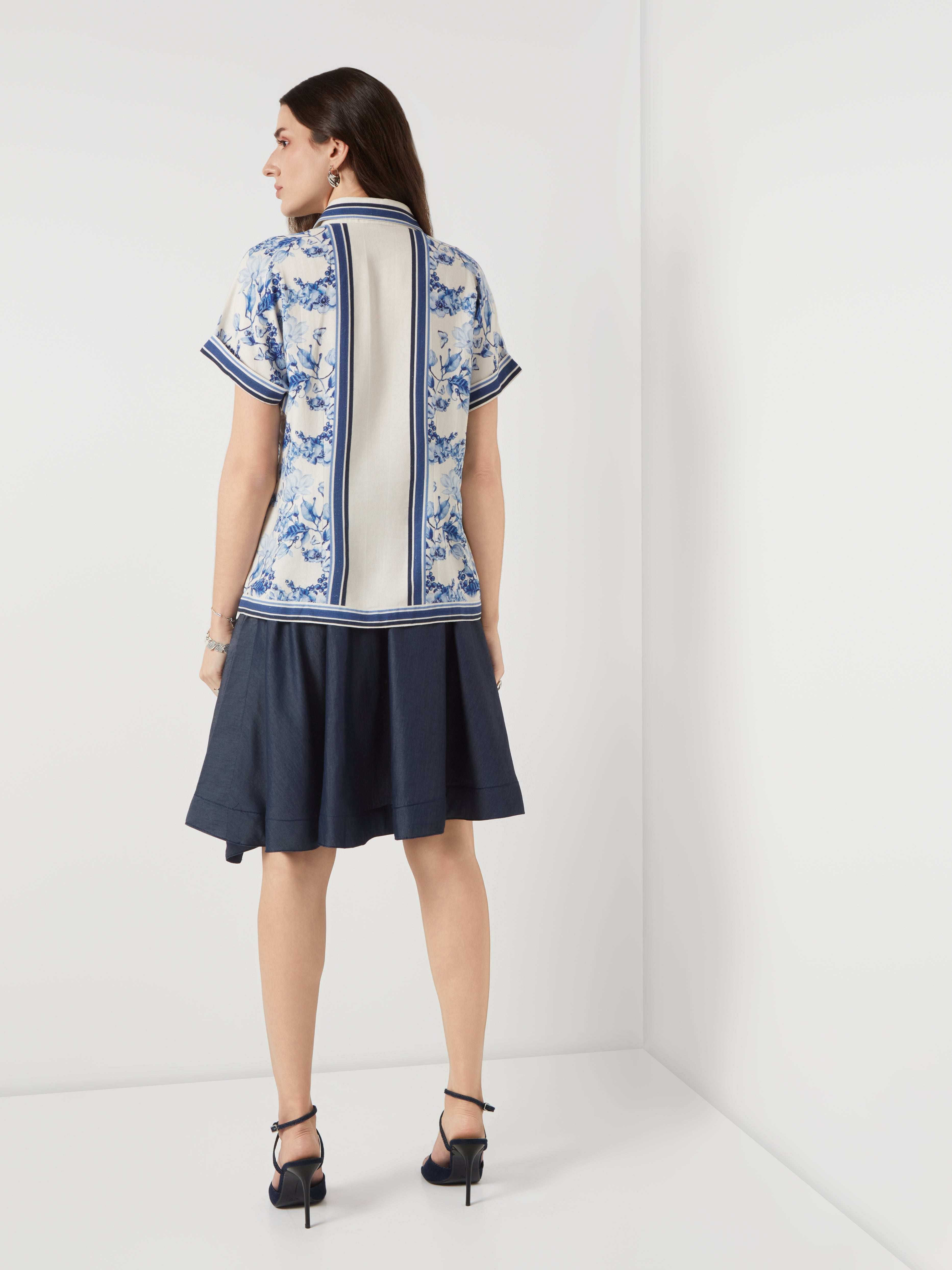 Bleu Cream Drop Shoulder Shirt