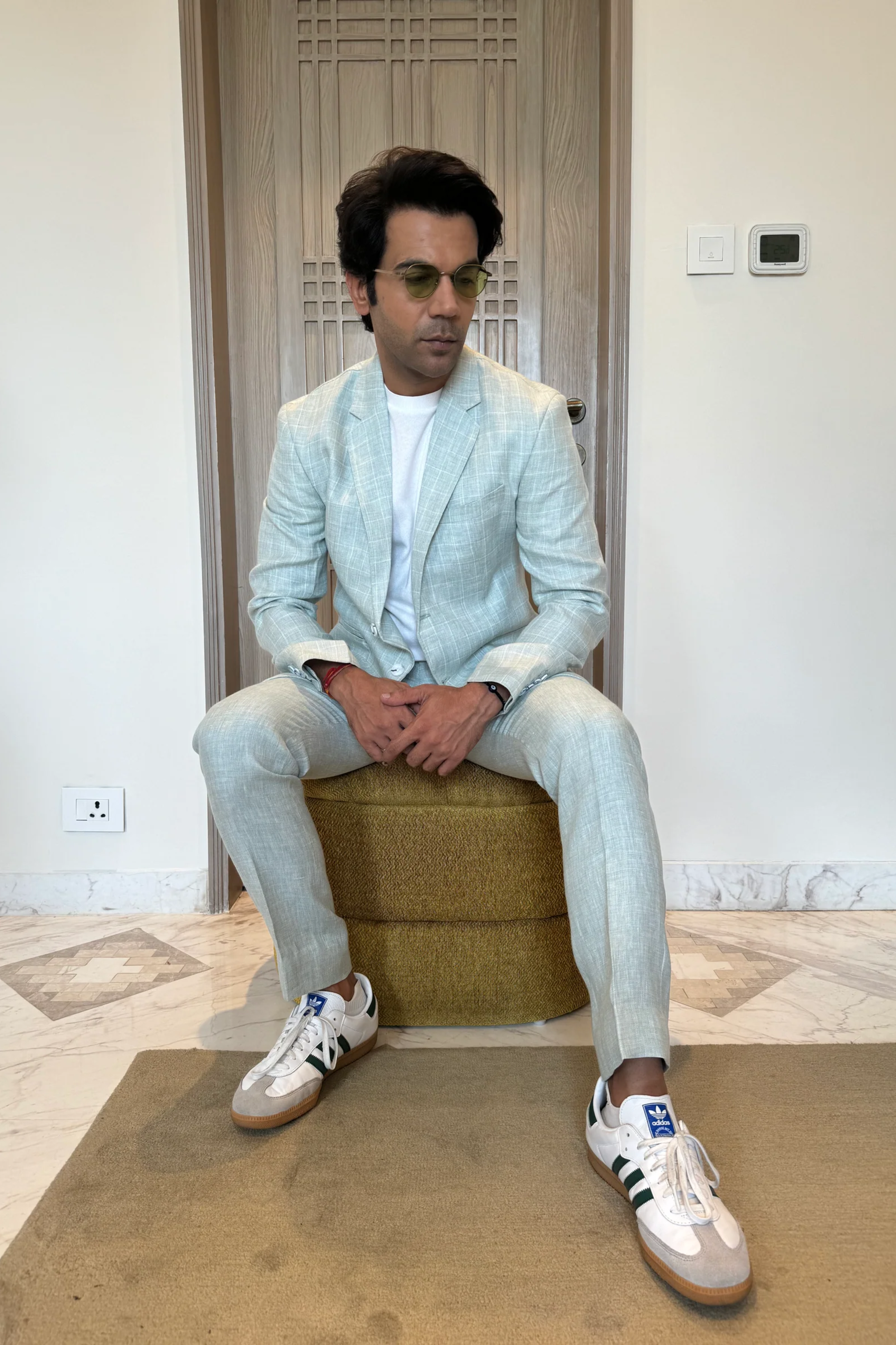 Rajkummar Rao in Green Windowpane Check Blazer Set