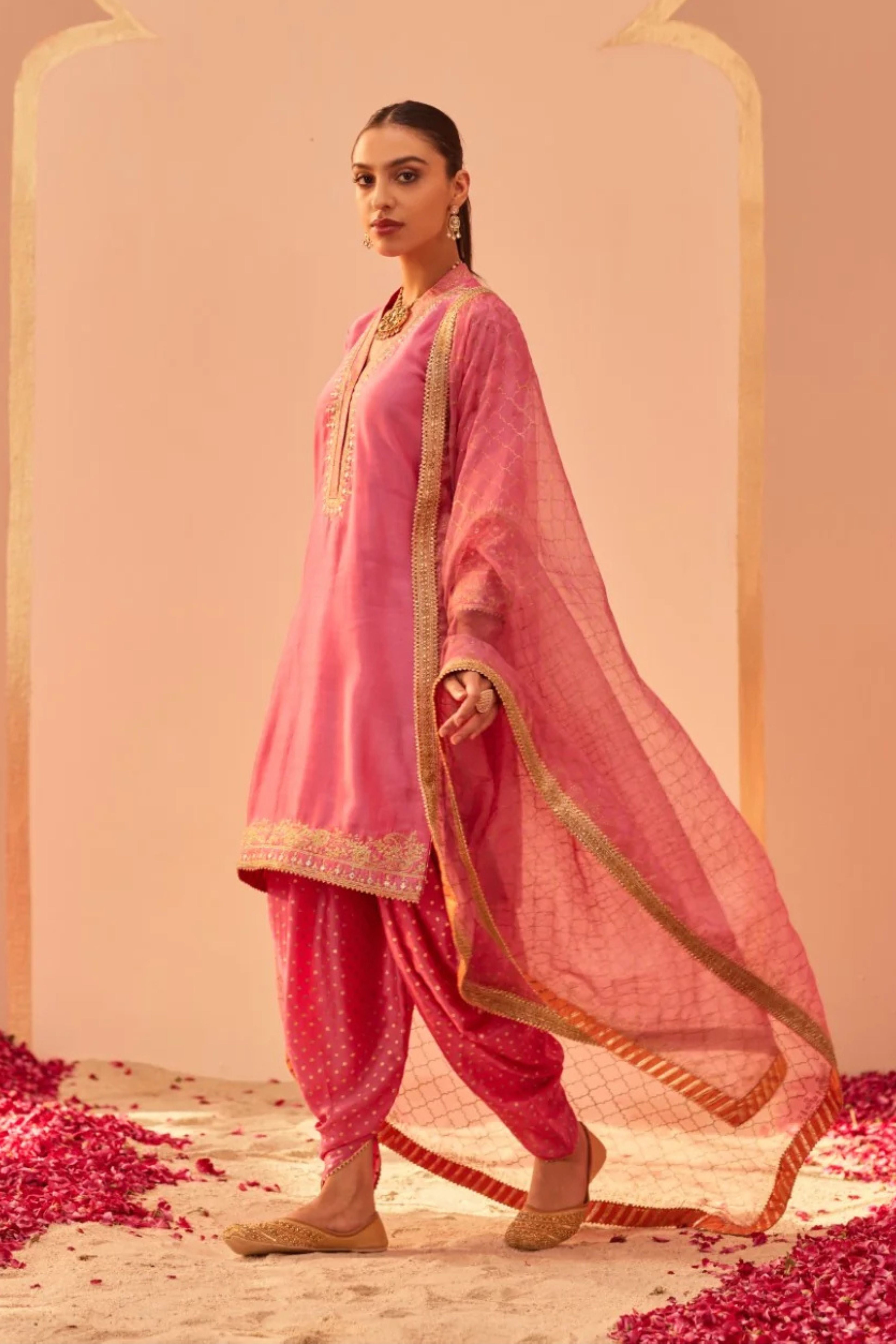 Faheeda Flamingo Pink Kurta Set