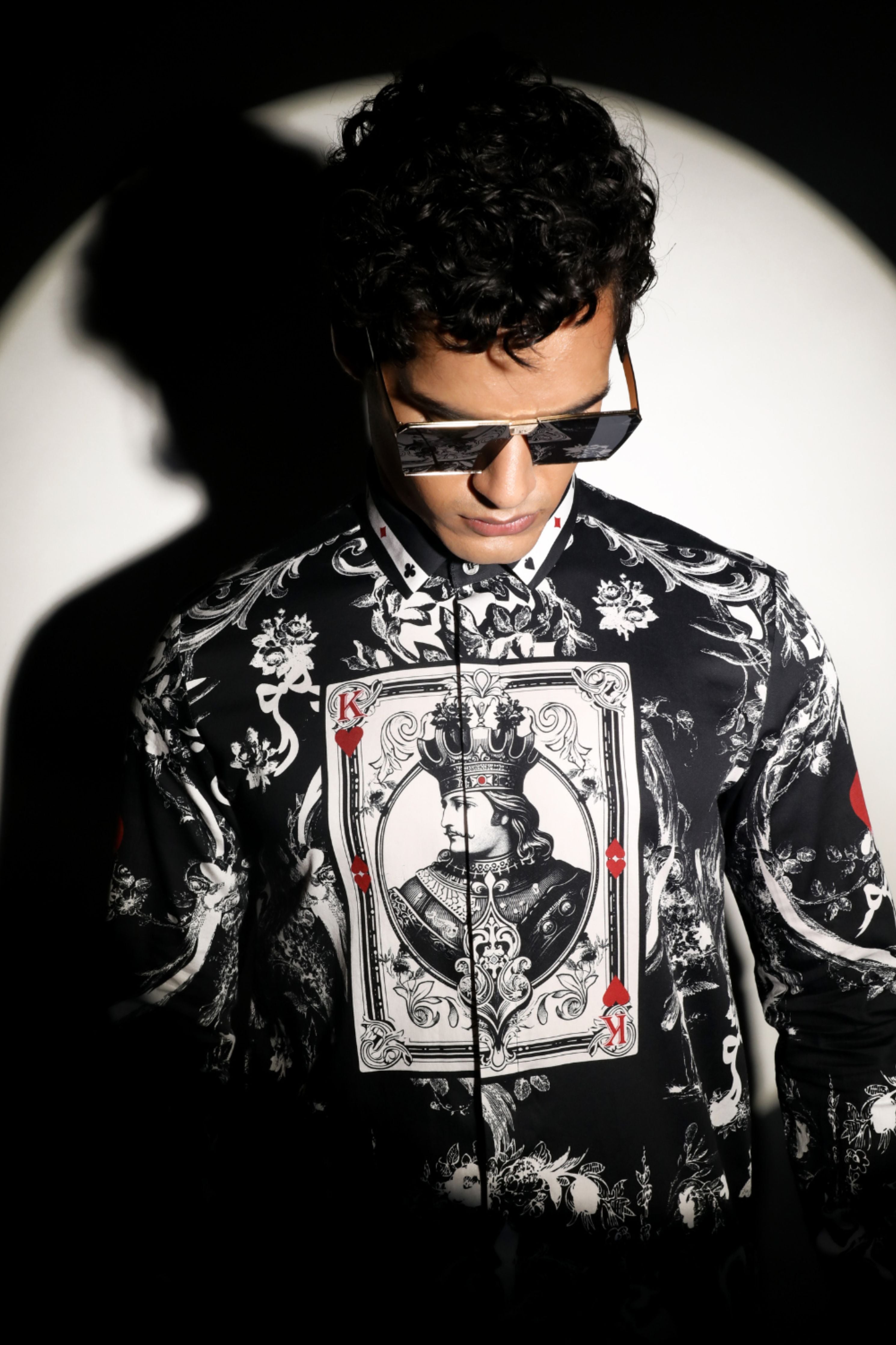 Rajsamand Taash Printed Black Shirt