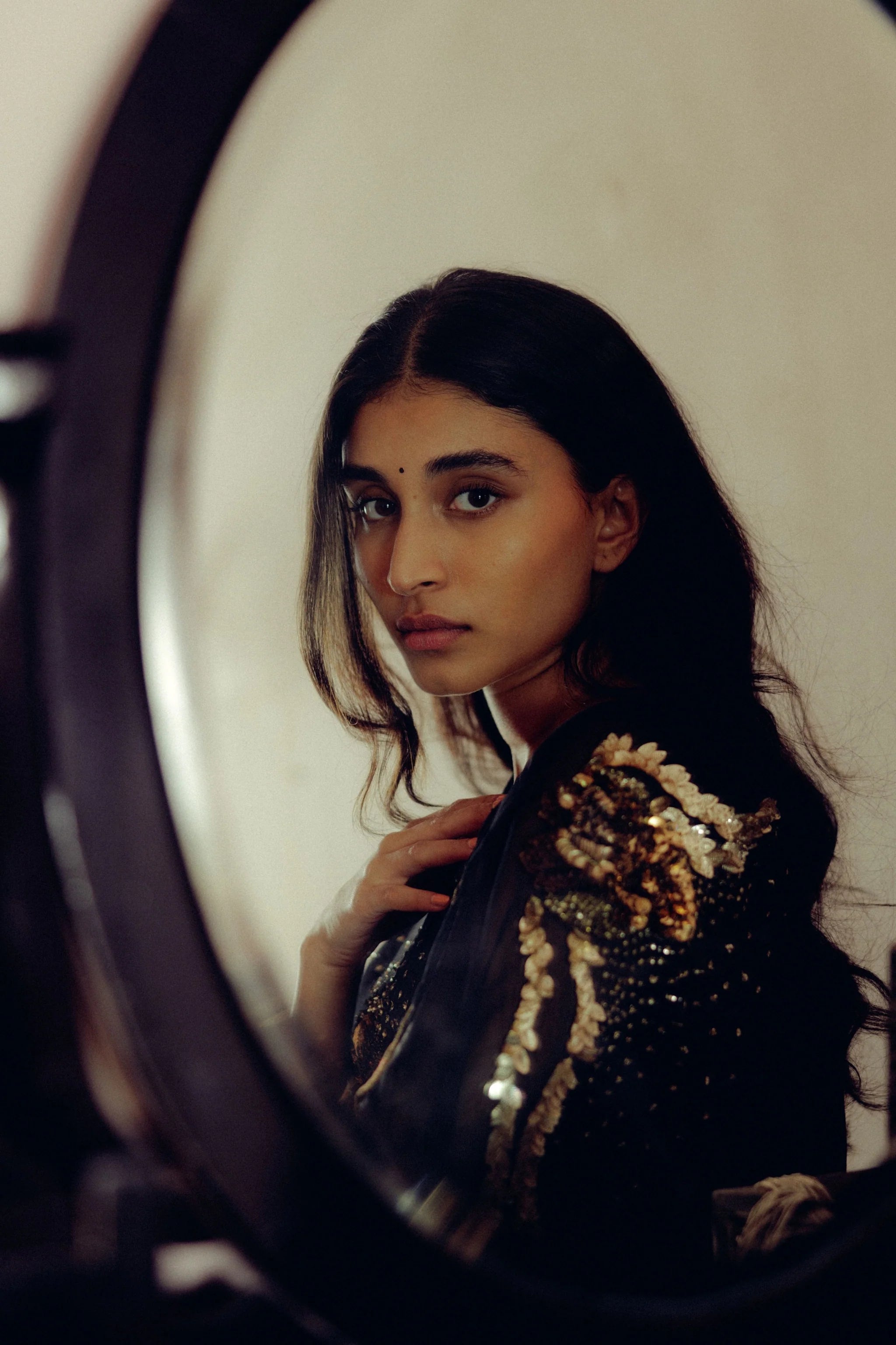 Black 3d Tulip Saree