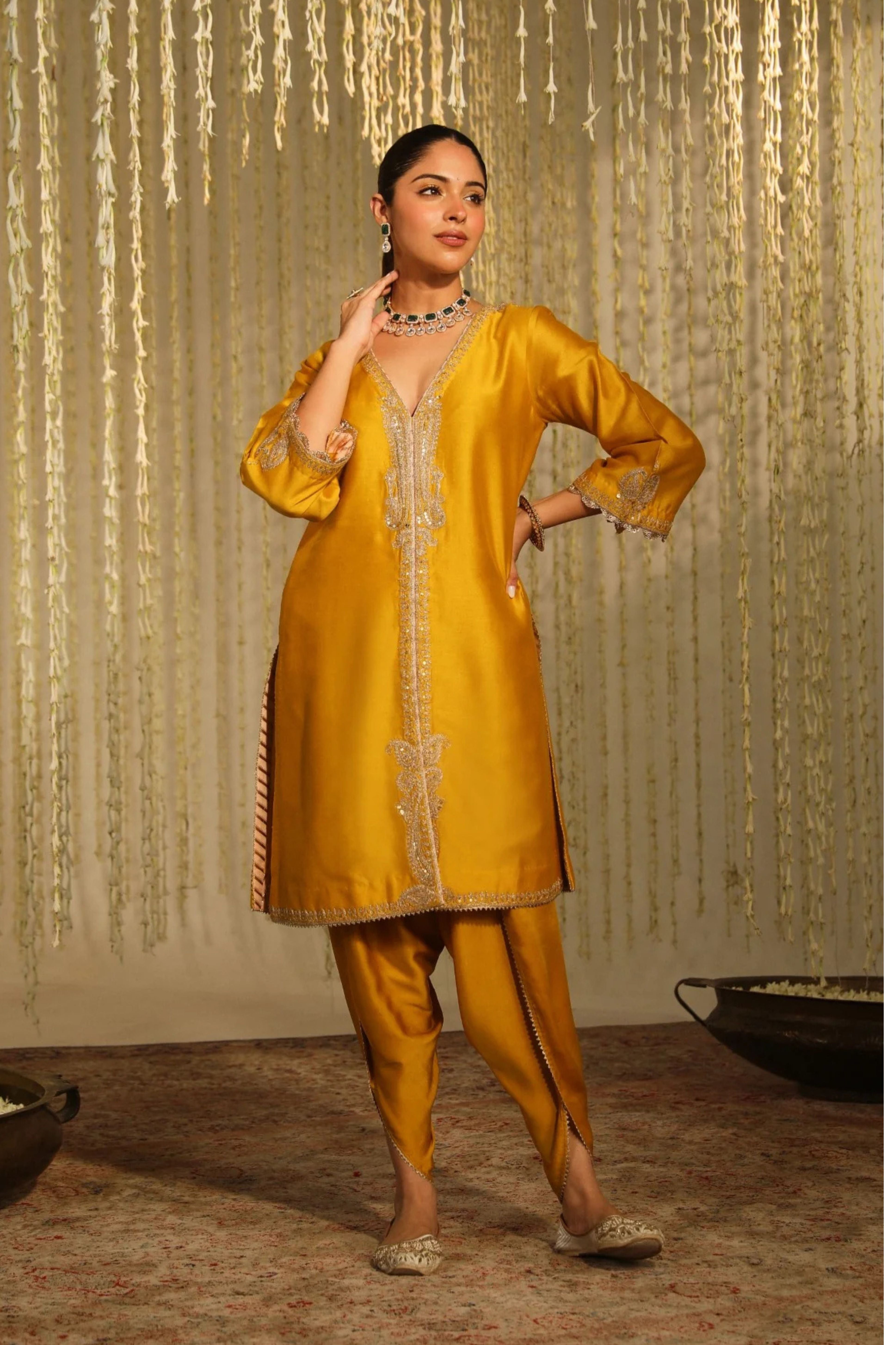 Umrah Glaze Mustard Kurta Set