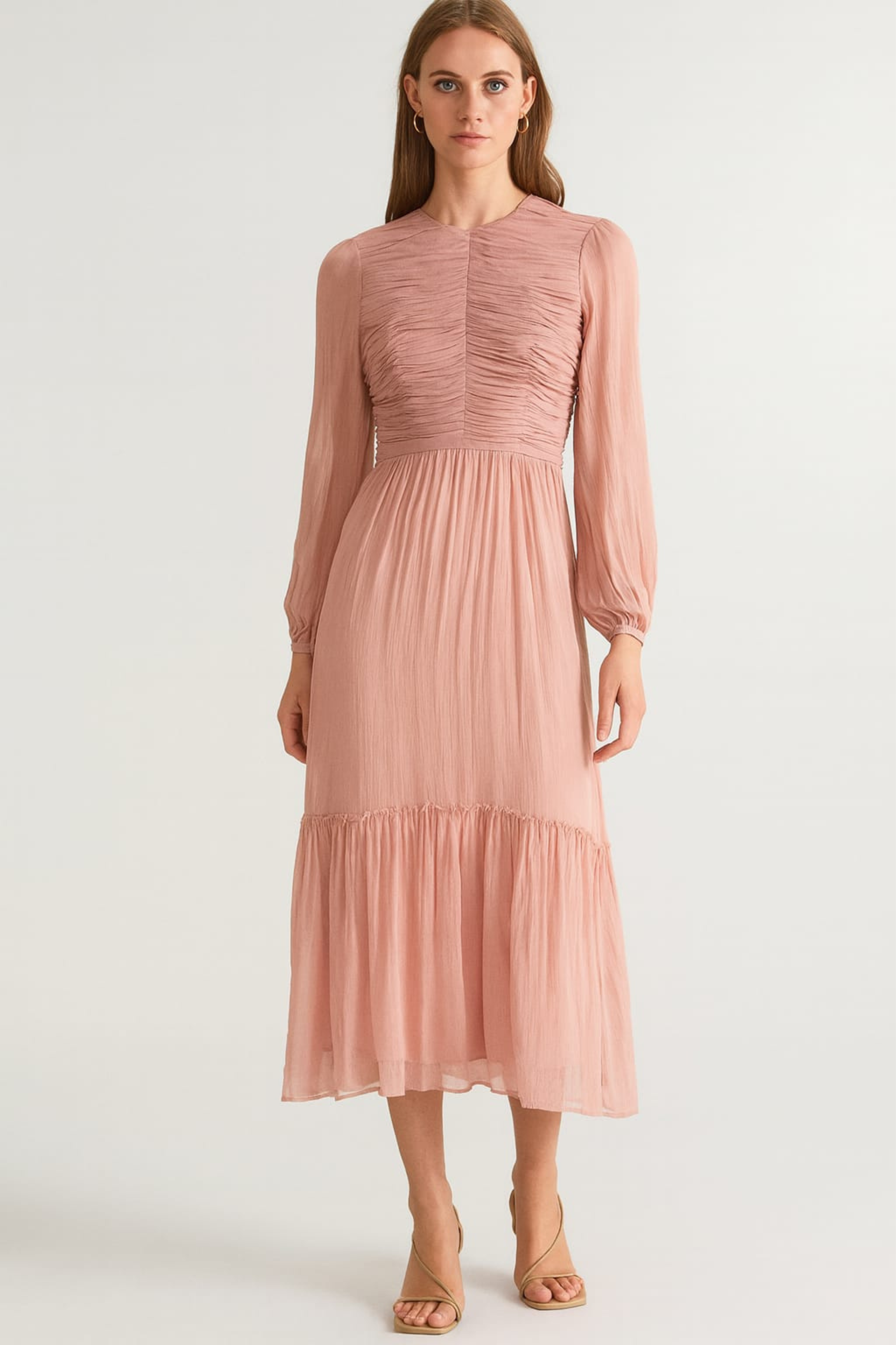 Blush Pink Ruched Dress