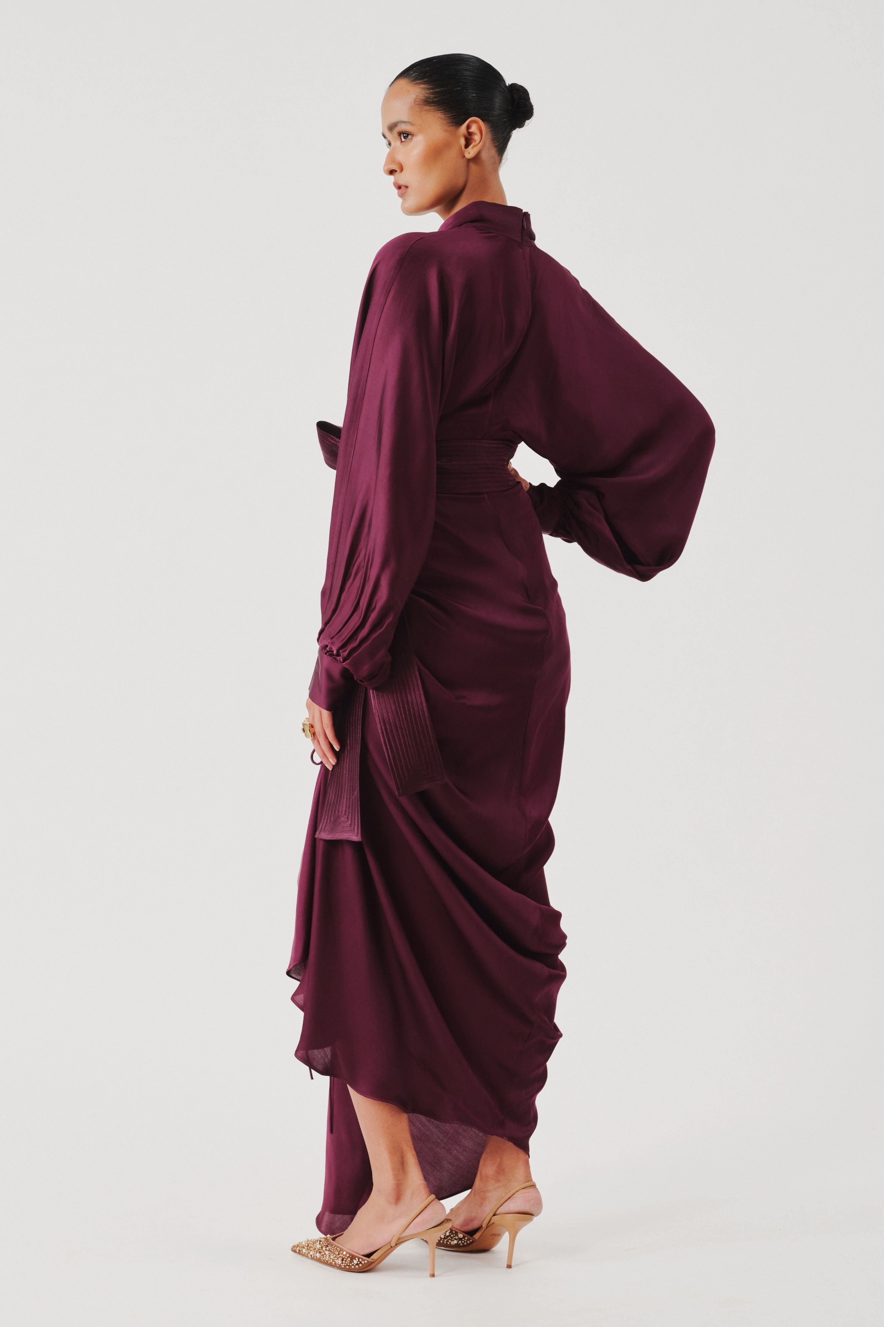 Burgundy Drape Dress