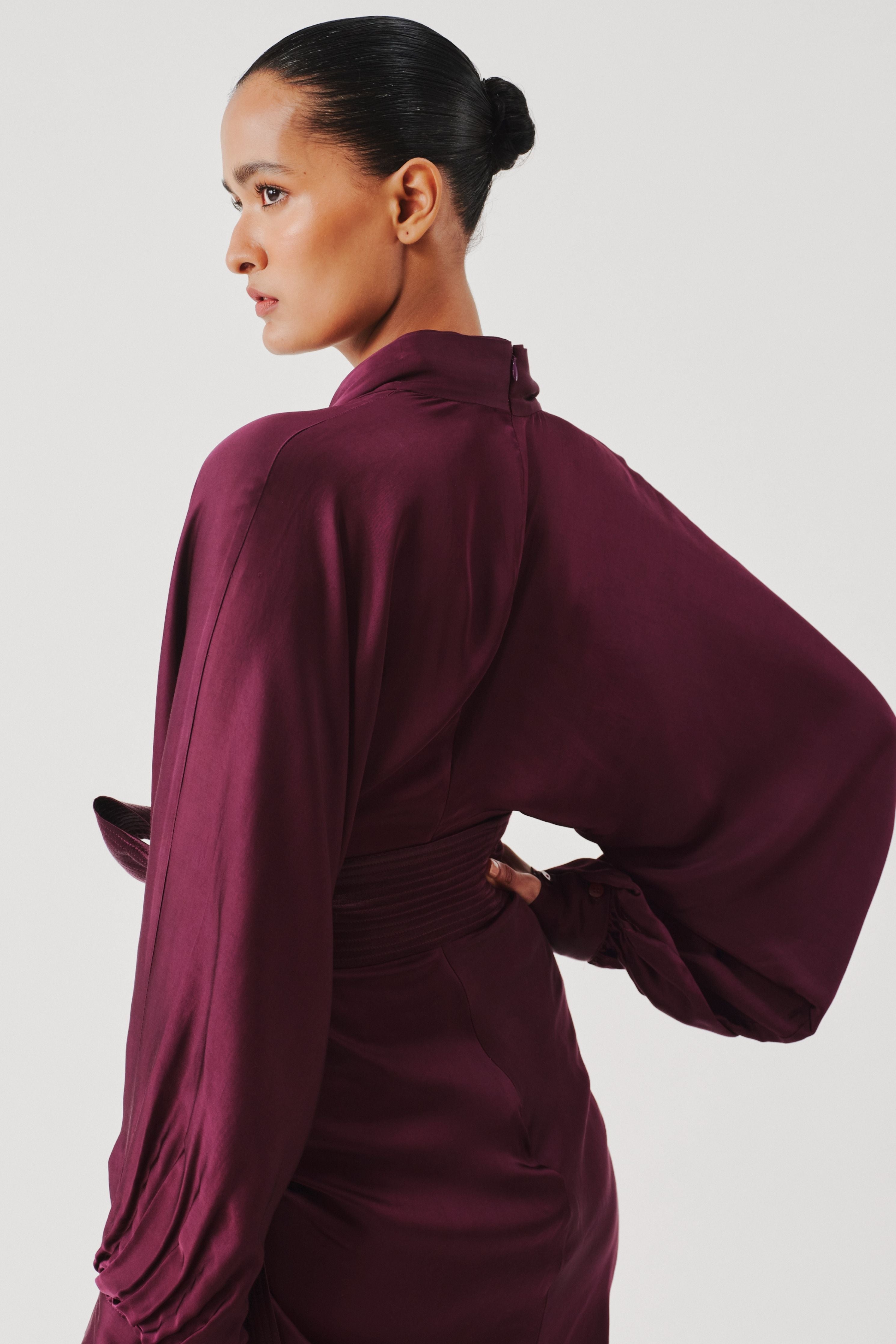 Burgundy Drape Dress