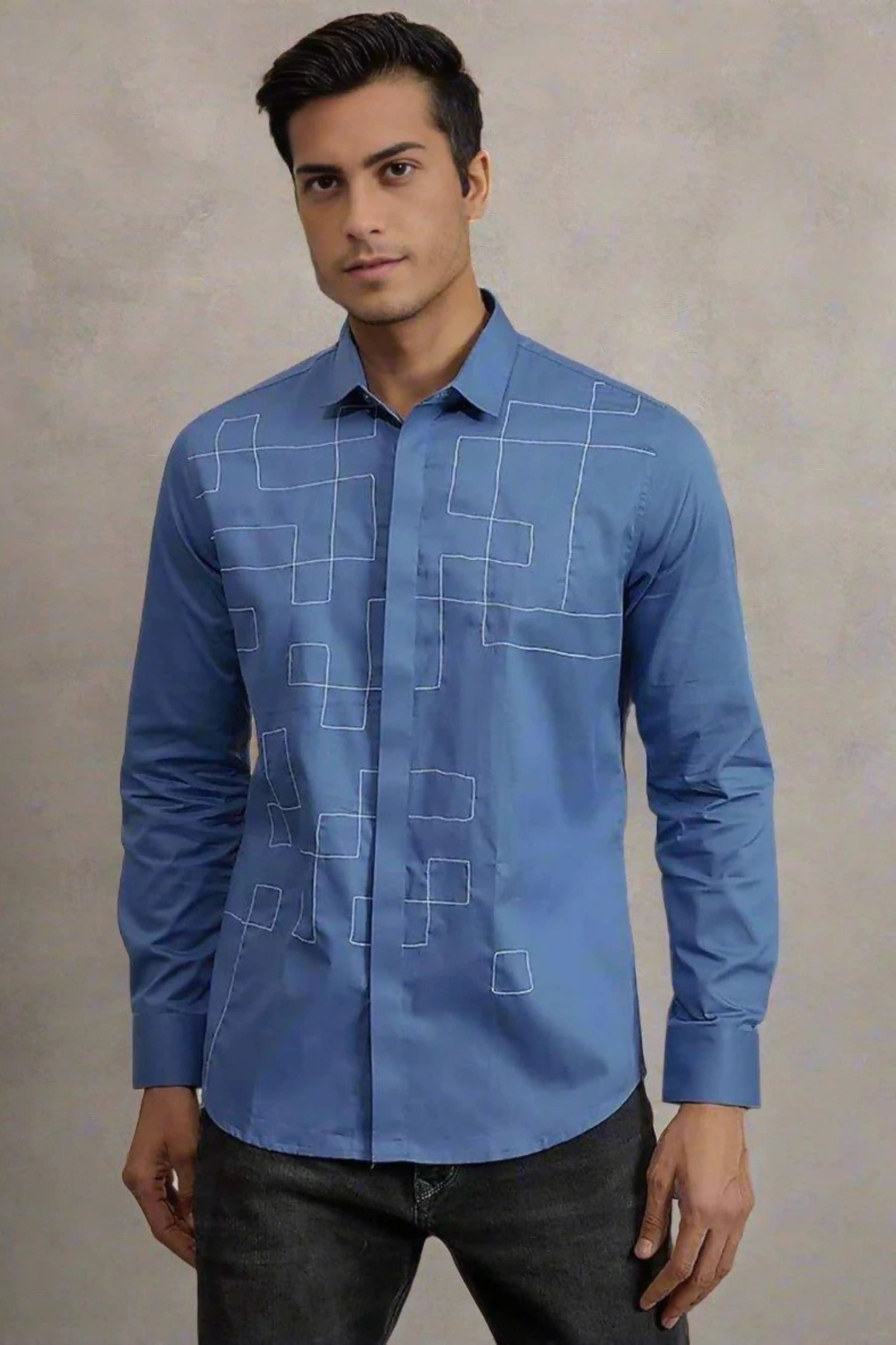 Embroidered Blue Shirt