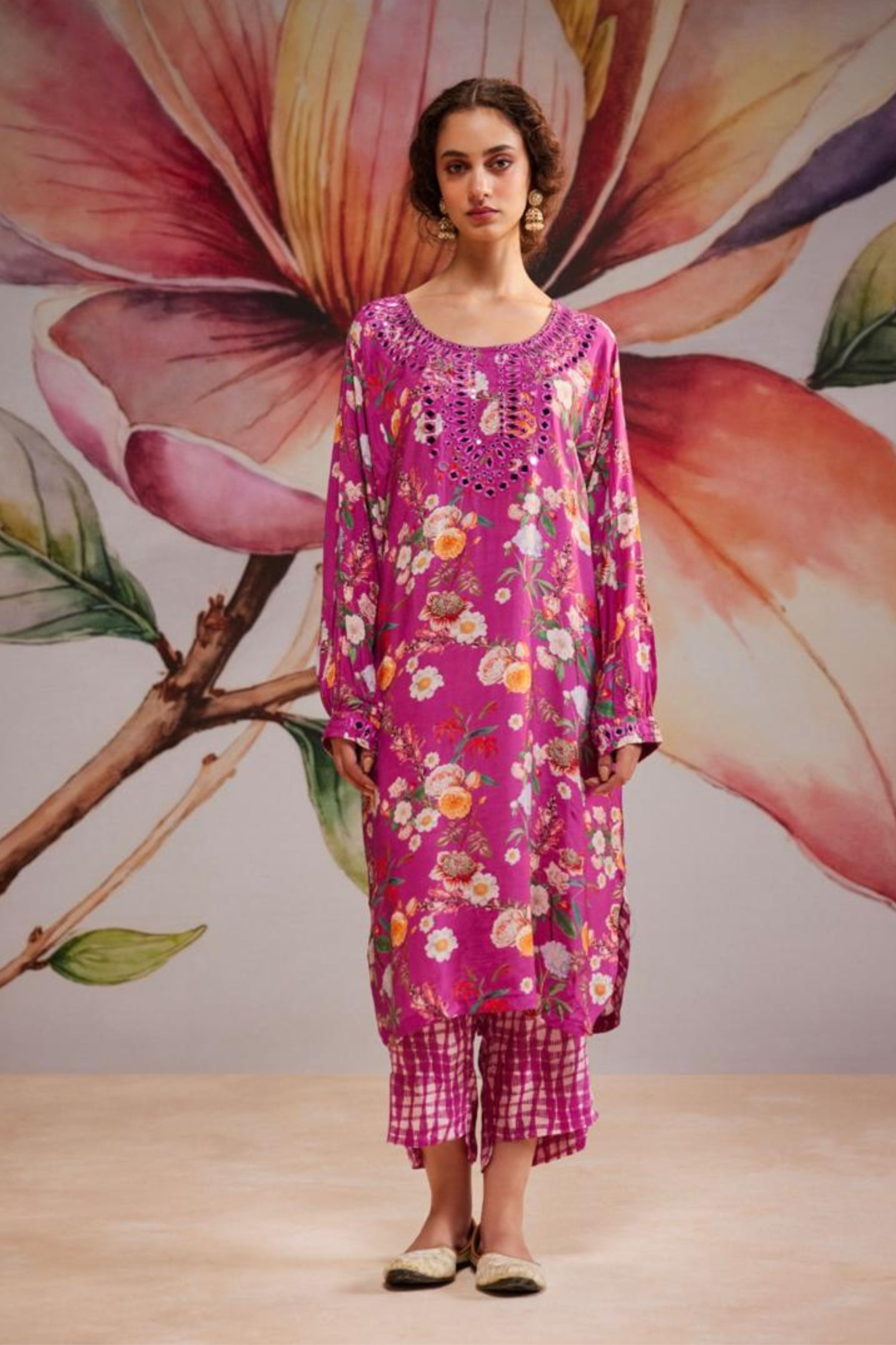 Magenta Mirror Kurta Set