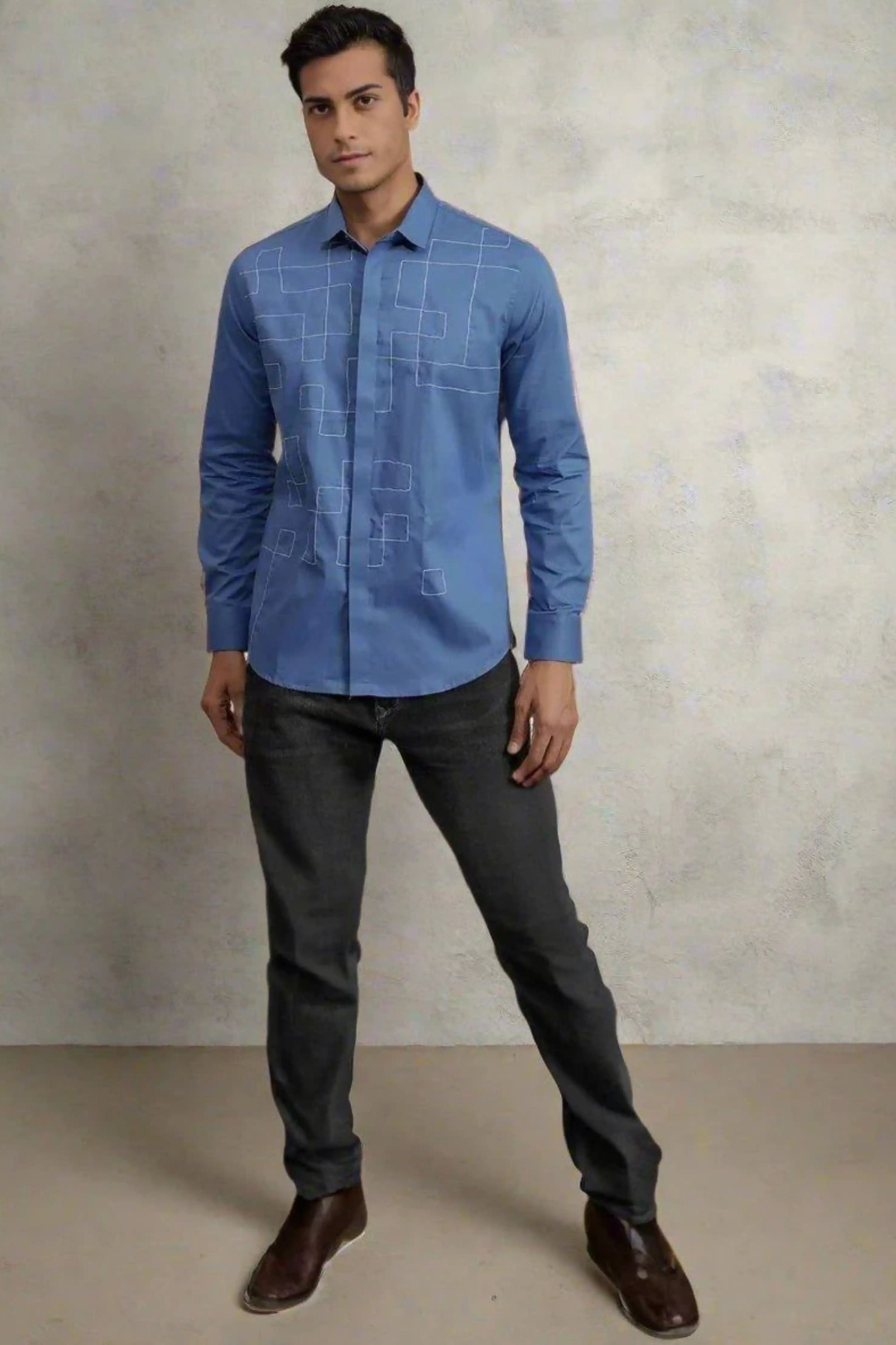 Embroidered Blue Shirt