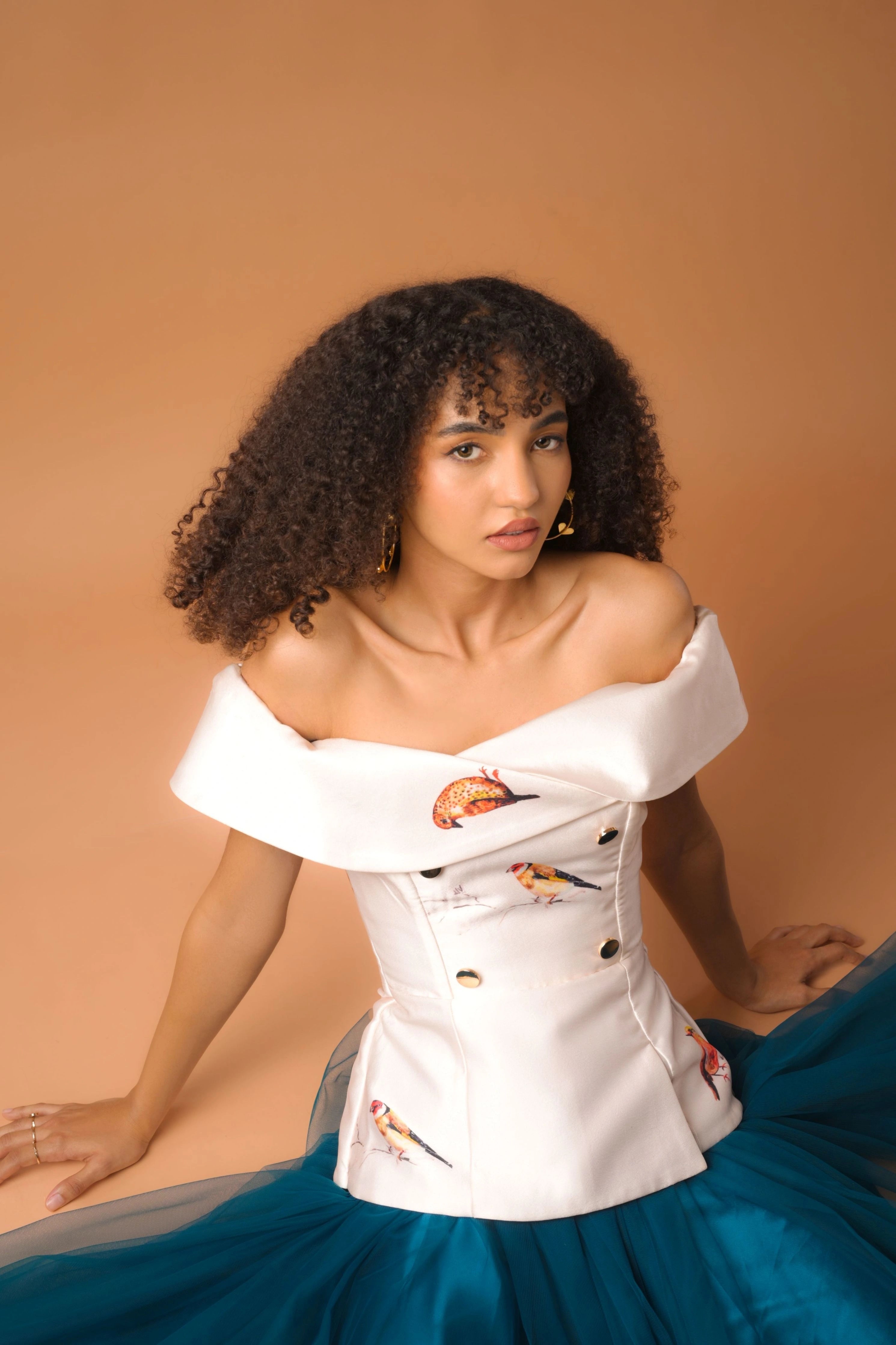 Audrey Cream Bird Top