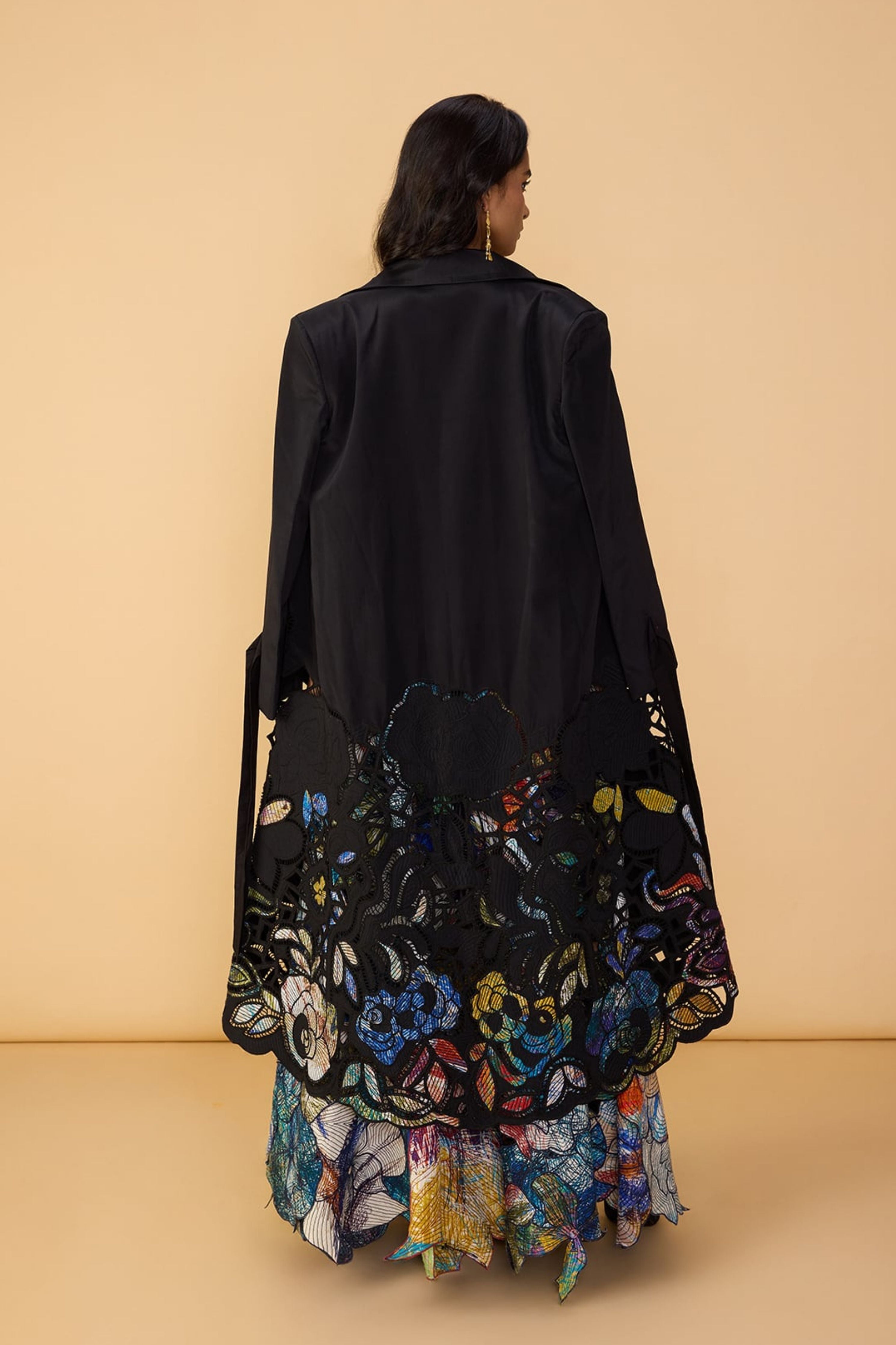 Denzel Trench With Larissa Corset Blouse & Zoya Lehenga Skirt