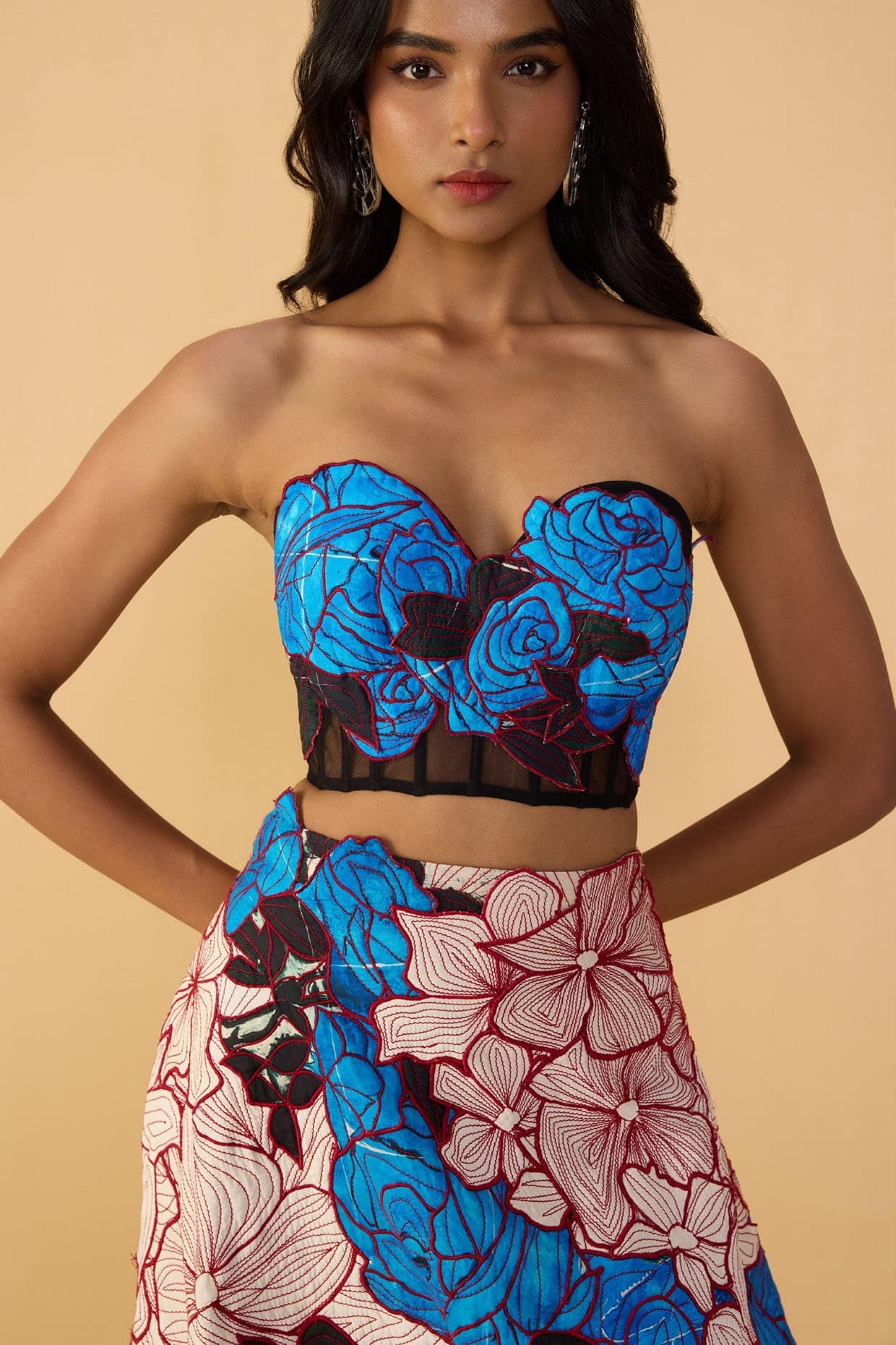 Starla Corset Blouse With Sachi Lehenga Skirt & Scallop Dupatta