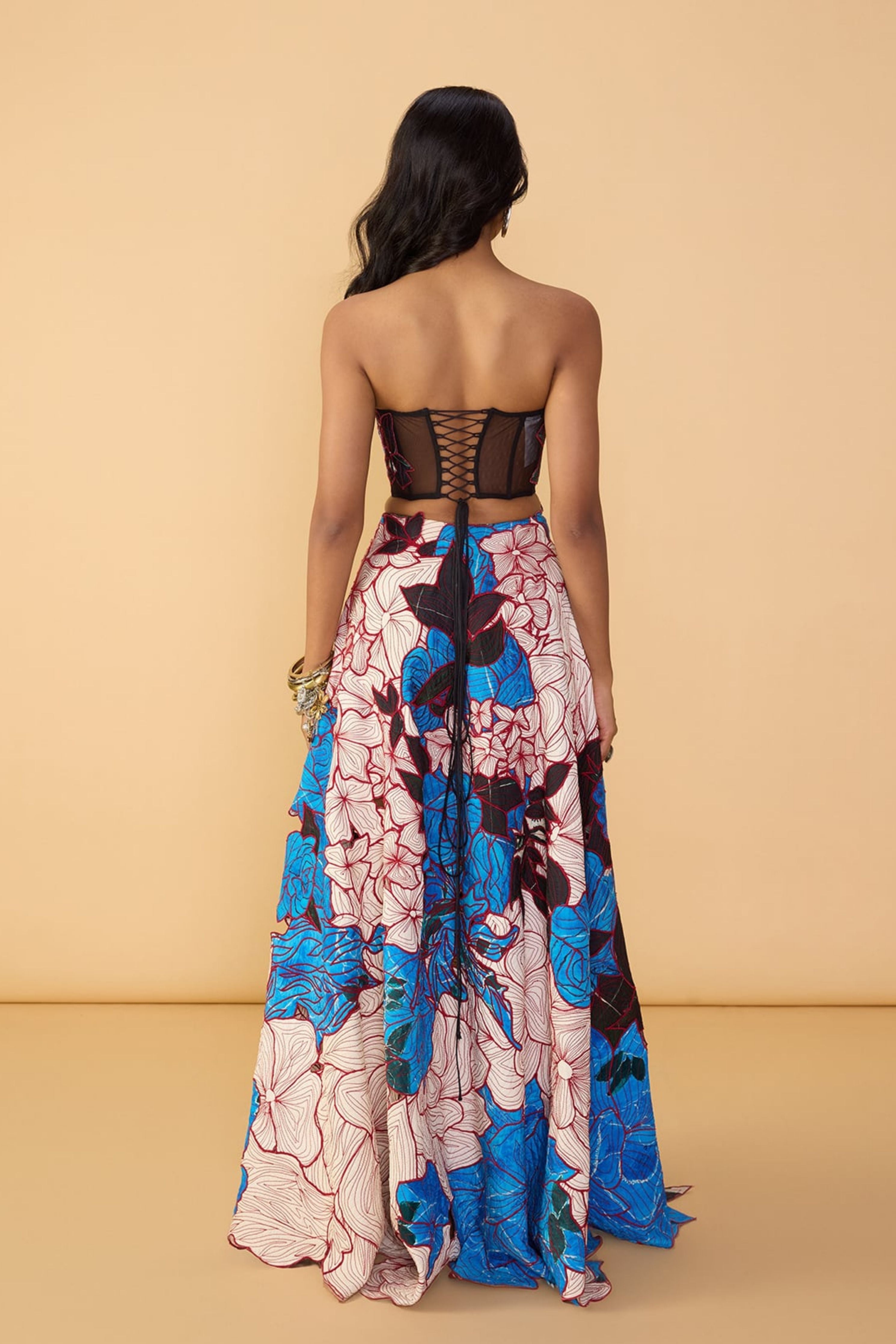 Starla Corset Blouse With Sachi Lehenga Skirt & Scallop Dupatta