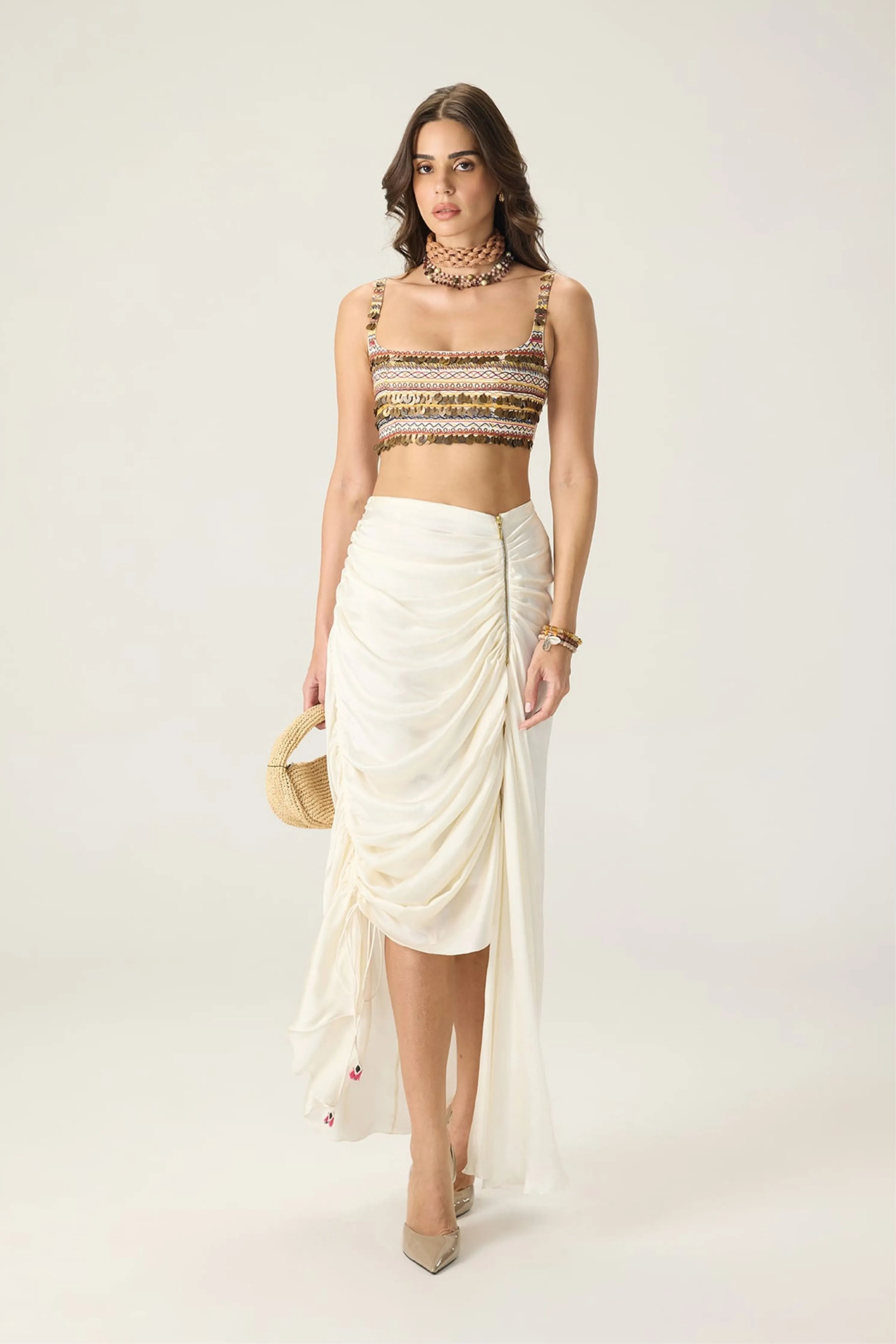 Melanine Bustier With Leni Cape & Quincy Skirt