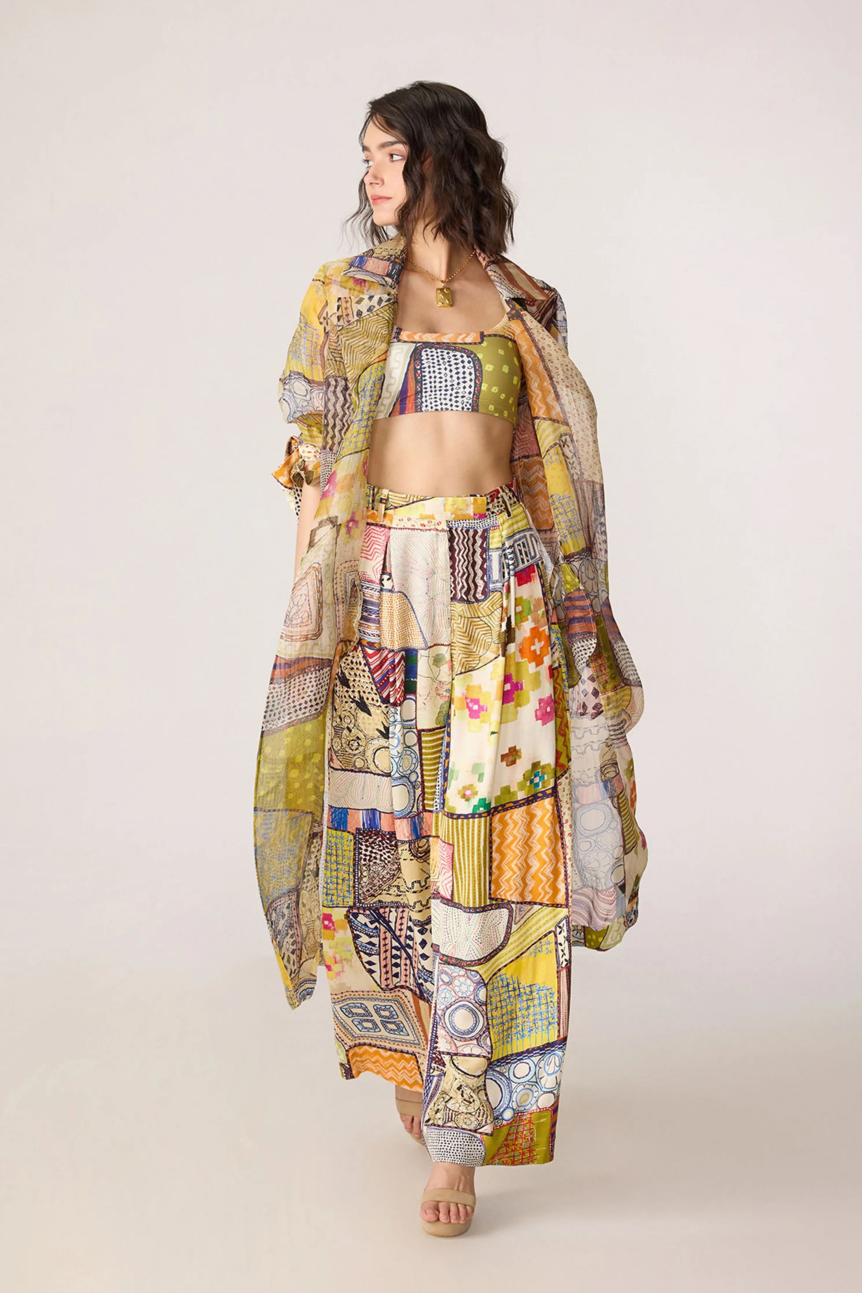 Belen Trench With Juniper Bustier & Jeja Trousers