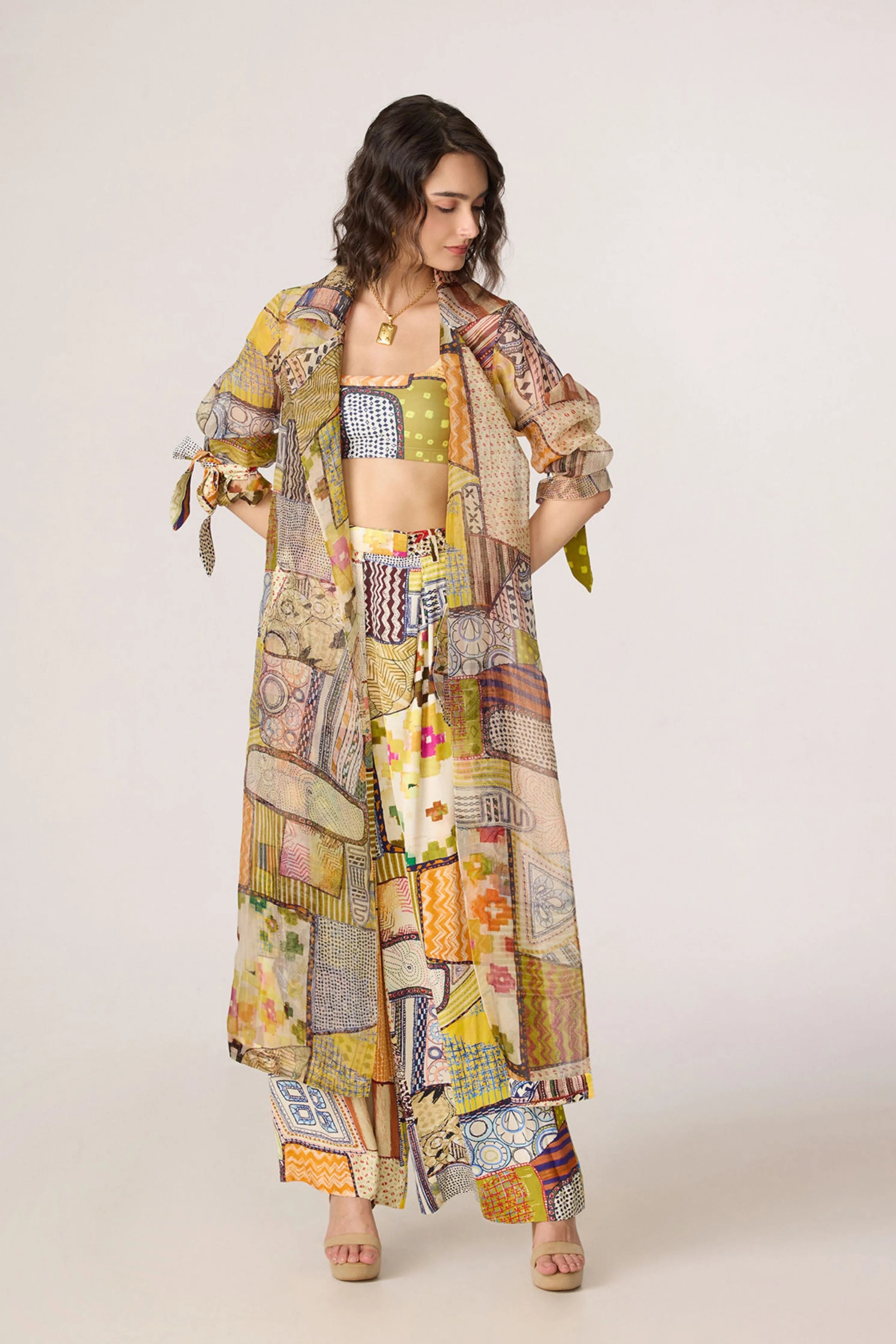 Belen Trench With Juniper Bustier & Jeja Trousers
