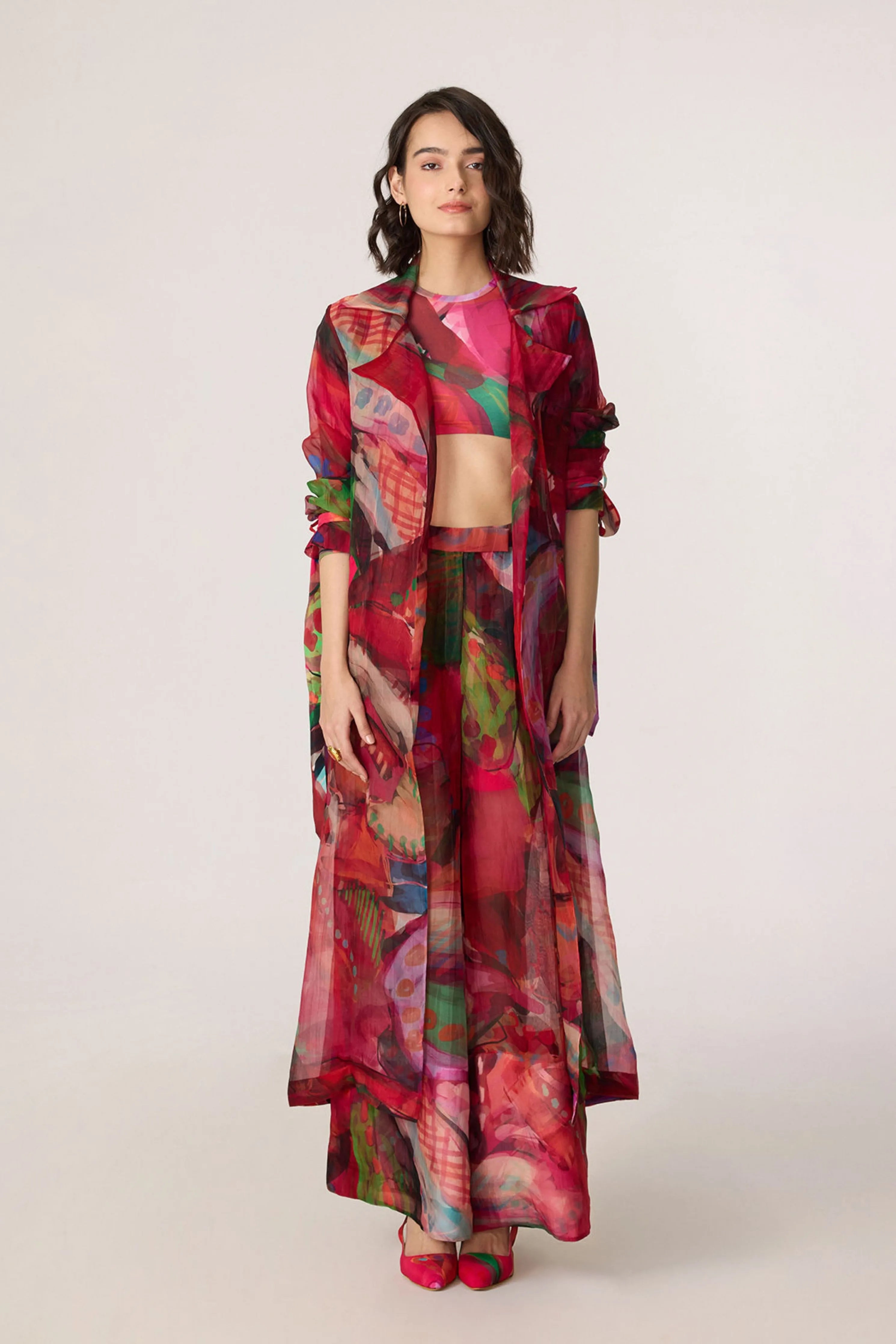 Belen Trench With Zavi Blouse & Vellora Trousers