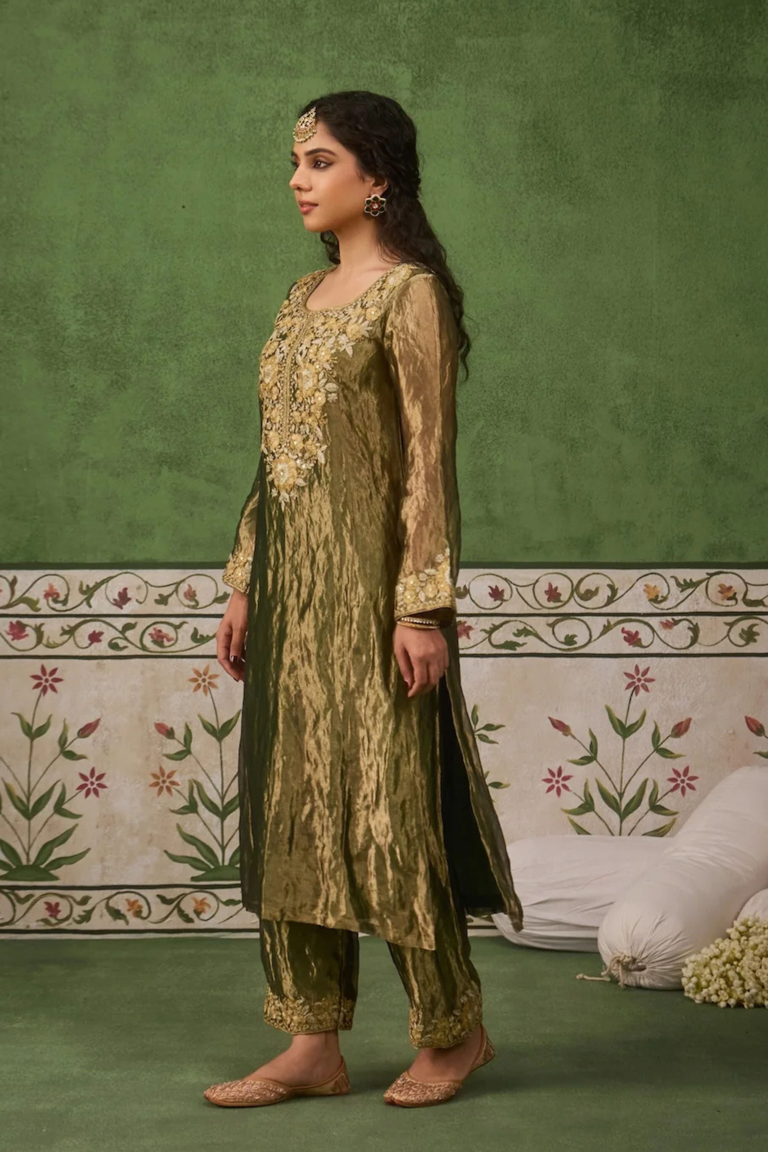 Reet Green Tissue Kurta Set