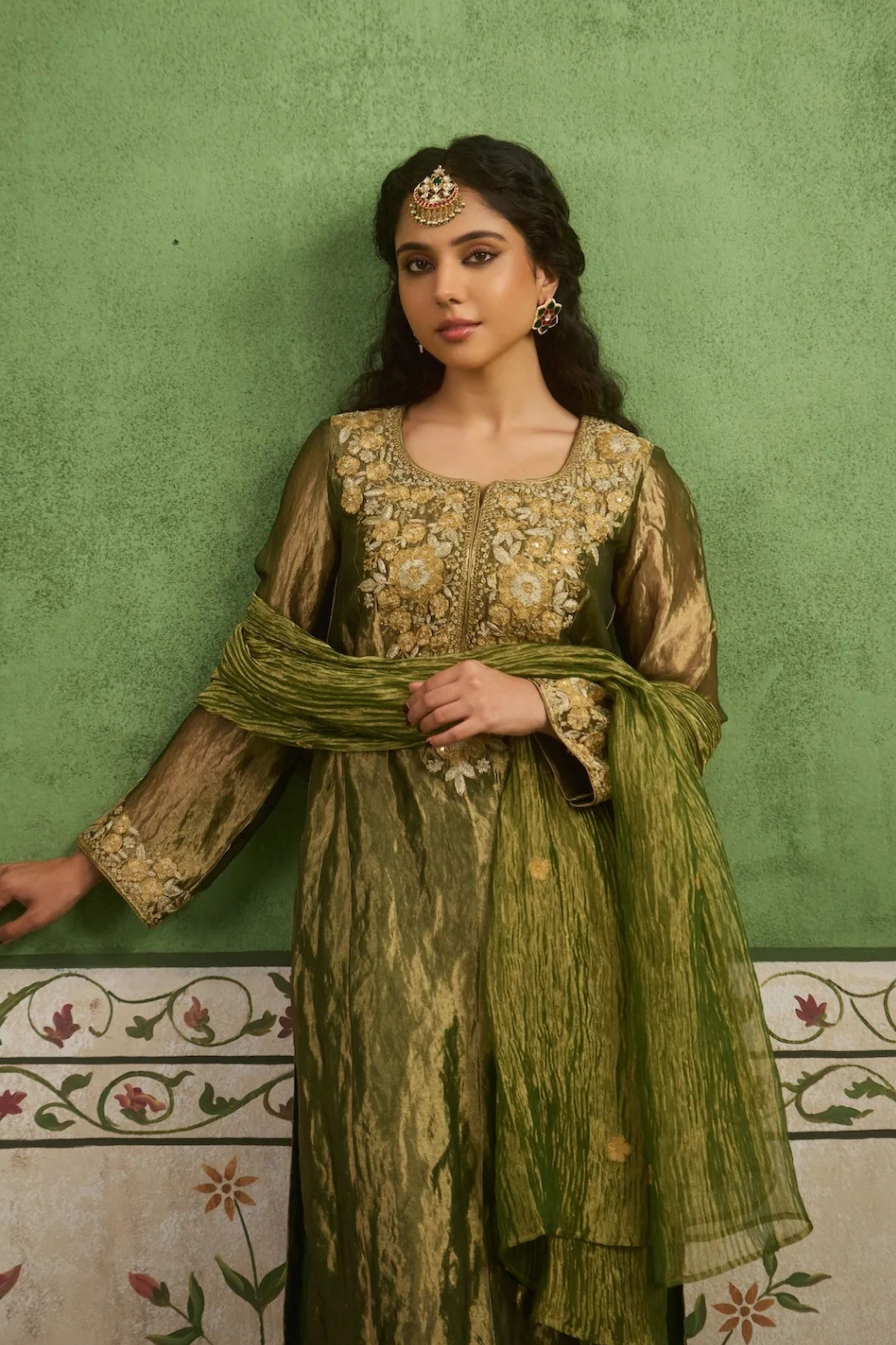 Reet Green Tissue Kurta Set