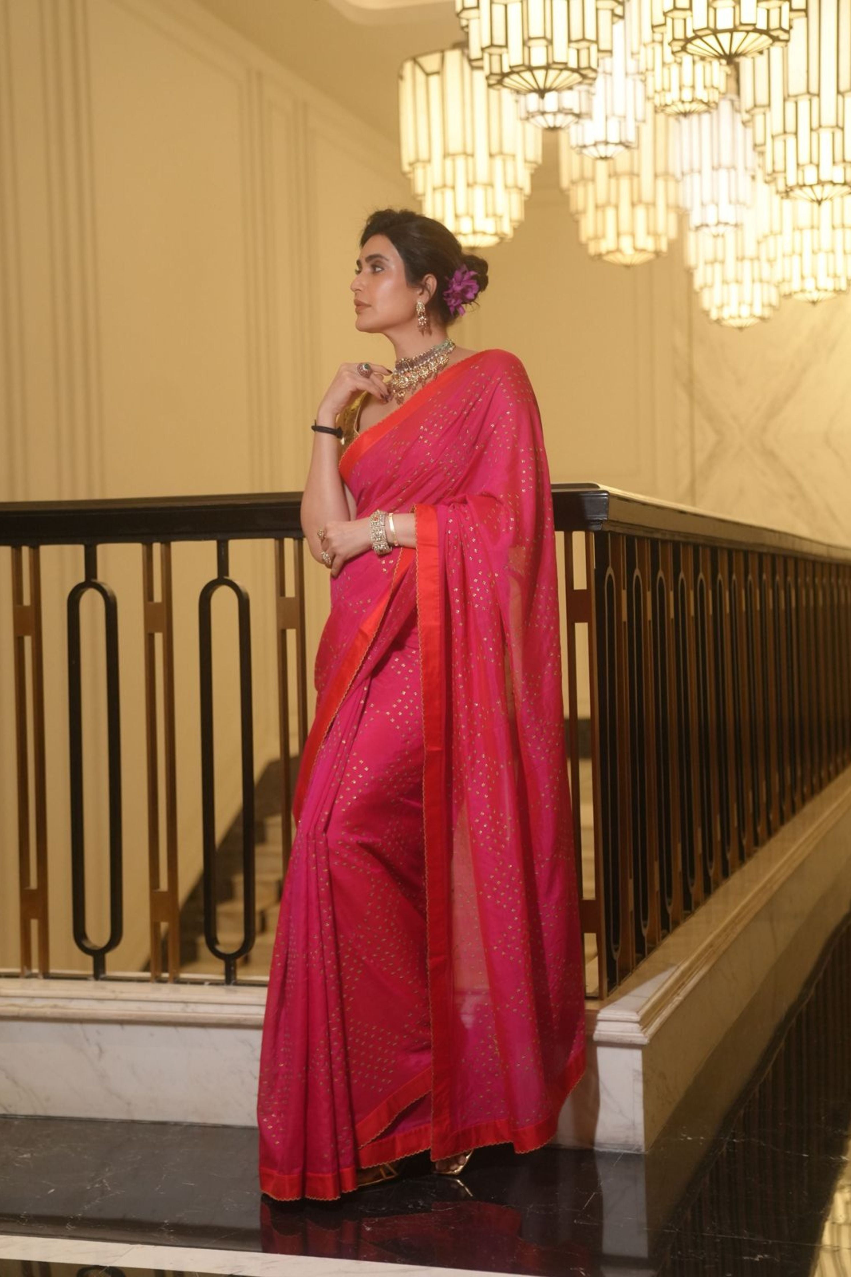 Karishma Tanna in Gulabi Taara Saree And Blouse