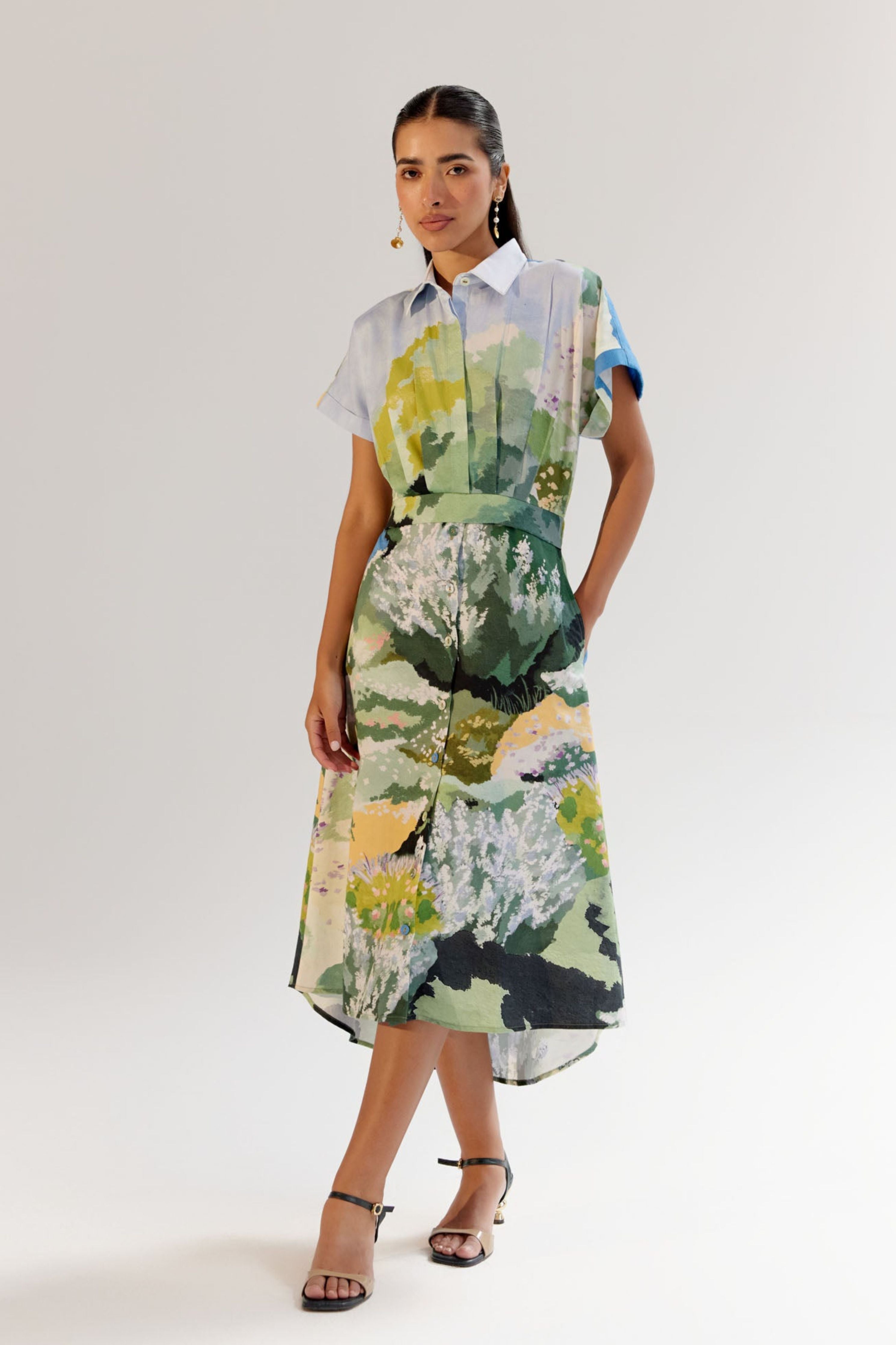 Forest Coral Midi Dress