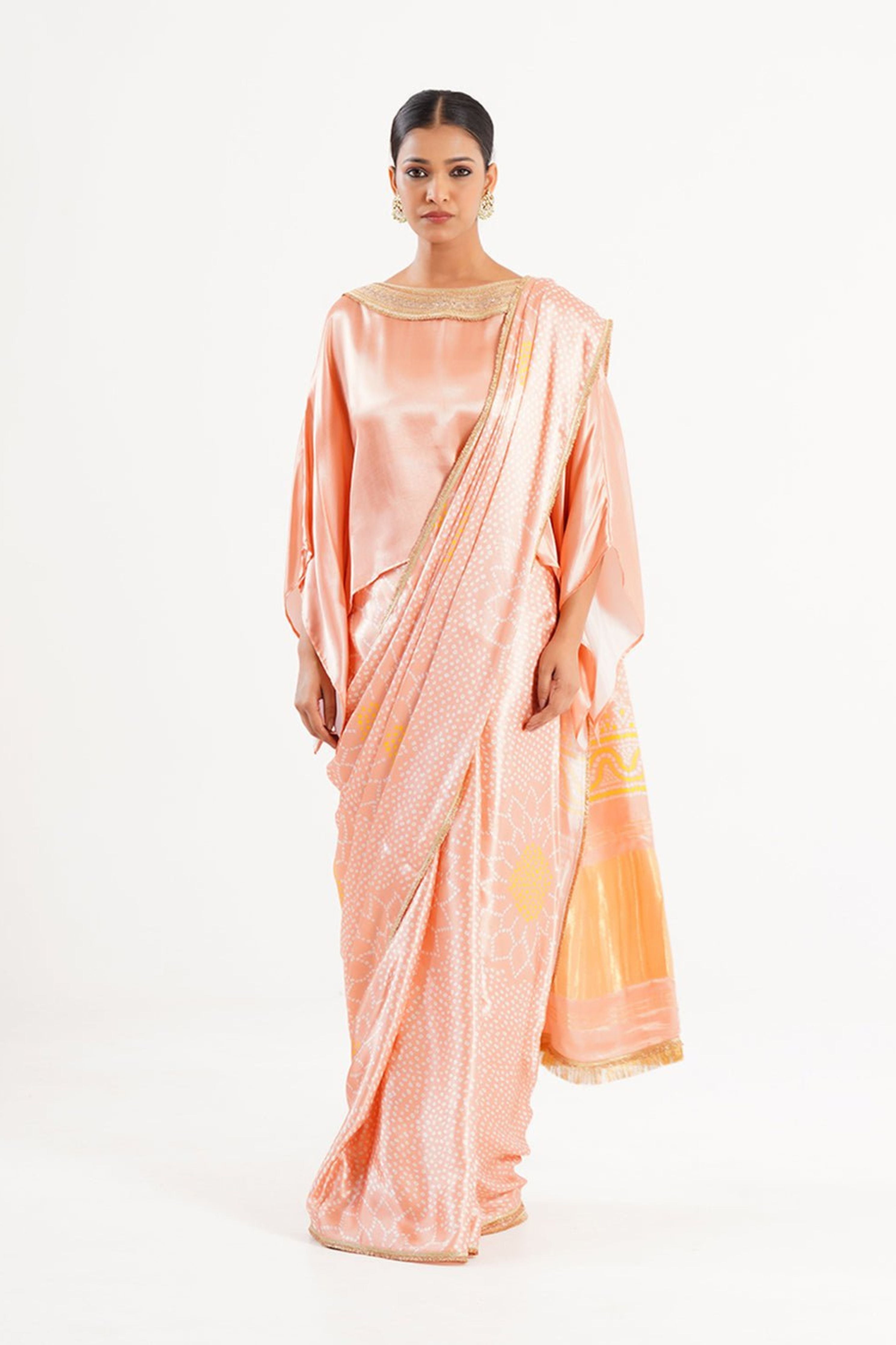 Saree Bandhej Mixology Blush Pink Gold