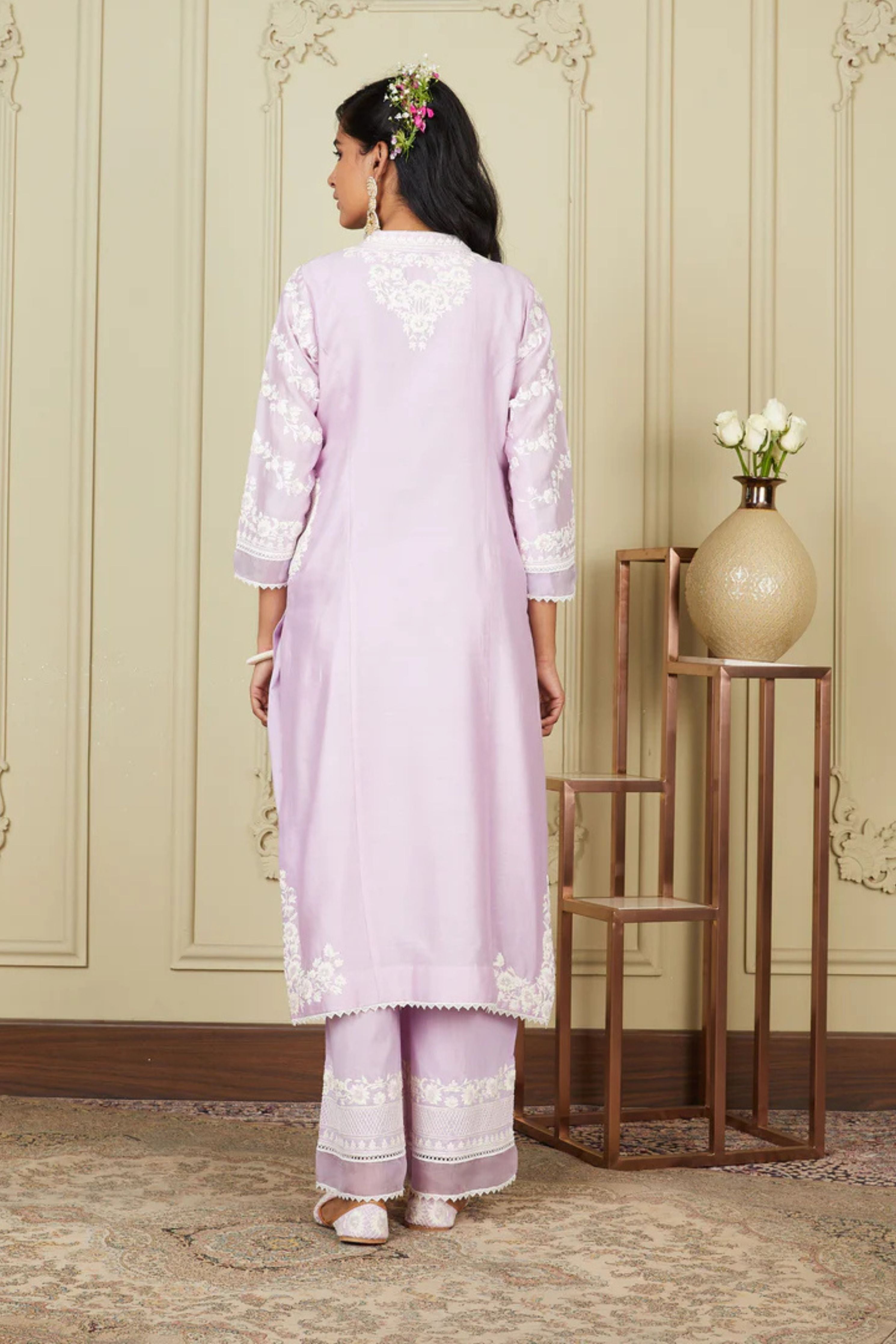 Banafsha Periwinkle Long Kurta With Palazzo