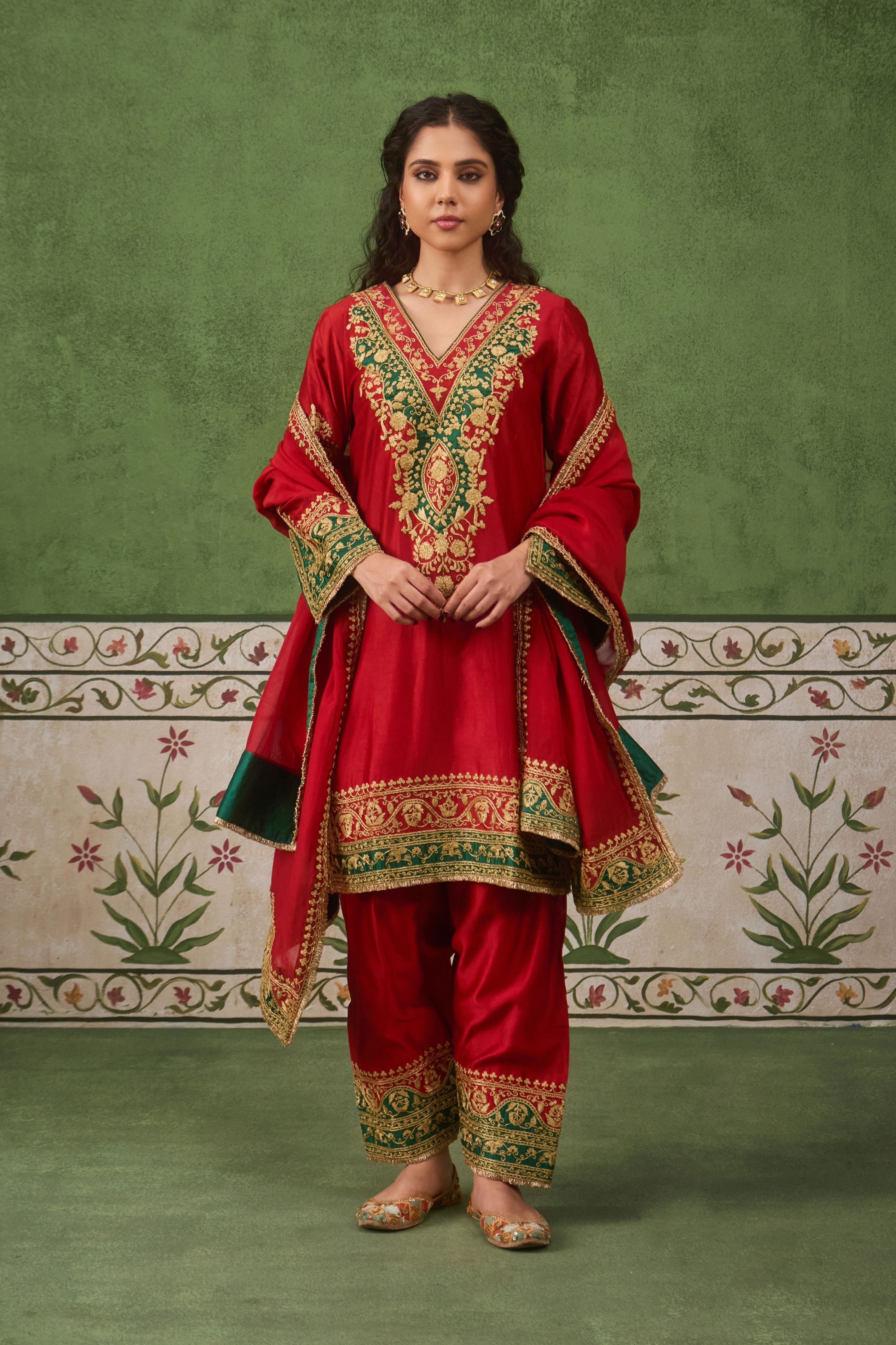 Inayat 2.0 Red Green Kurta Set