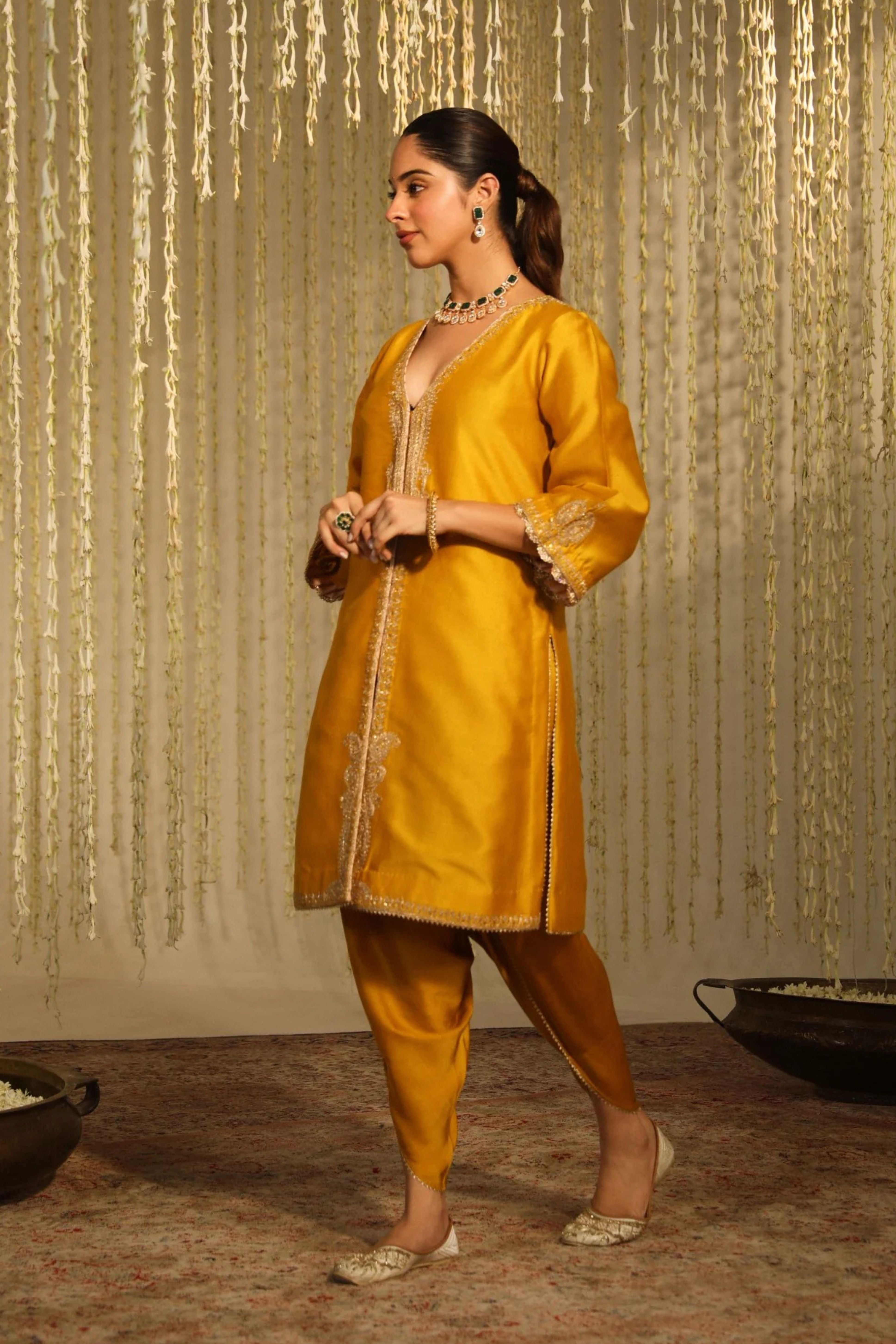 Umrah Glaze Mustard Kurta Set