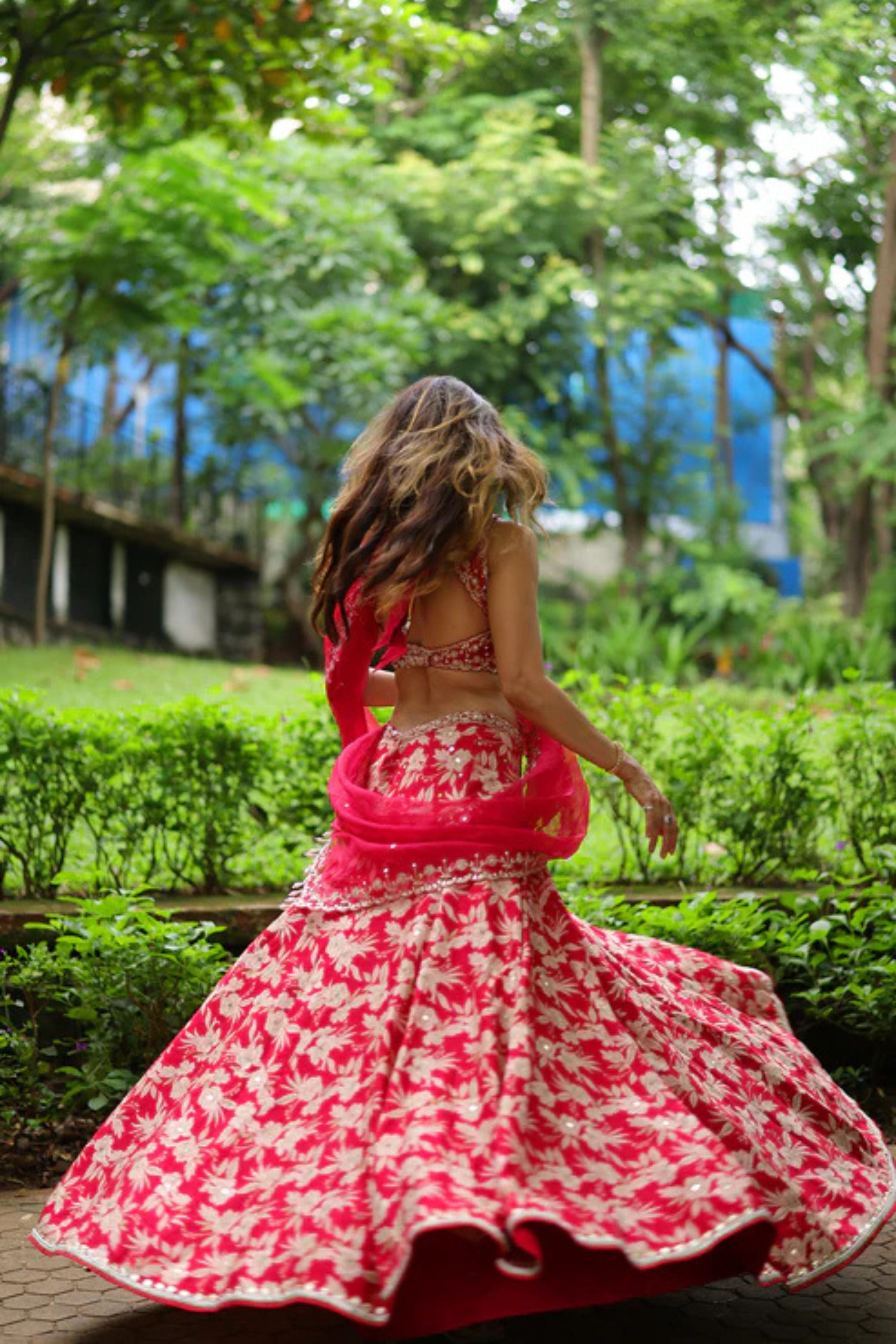 Vidya Malavde In Cherry Red Silk Lehenga Set