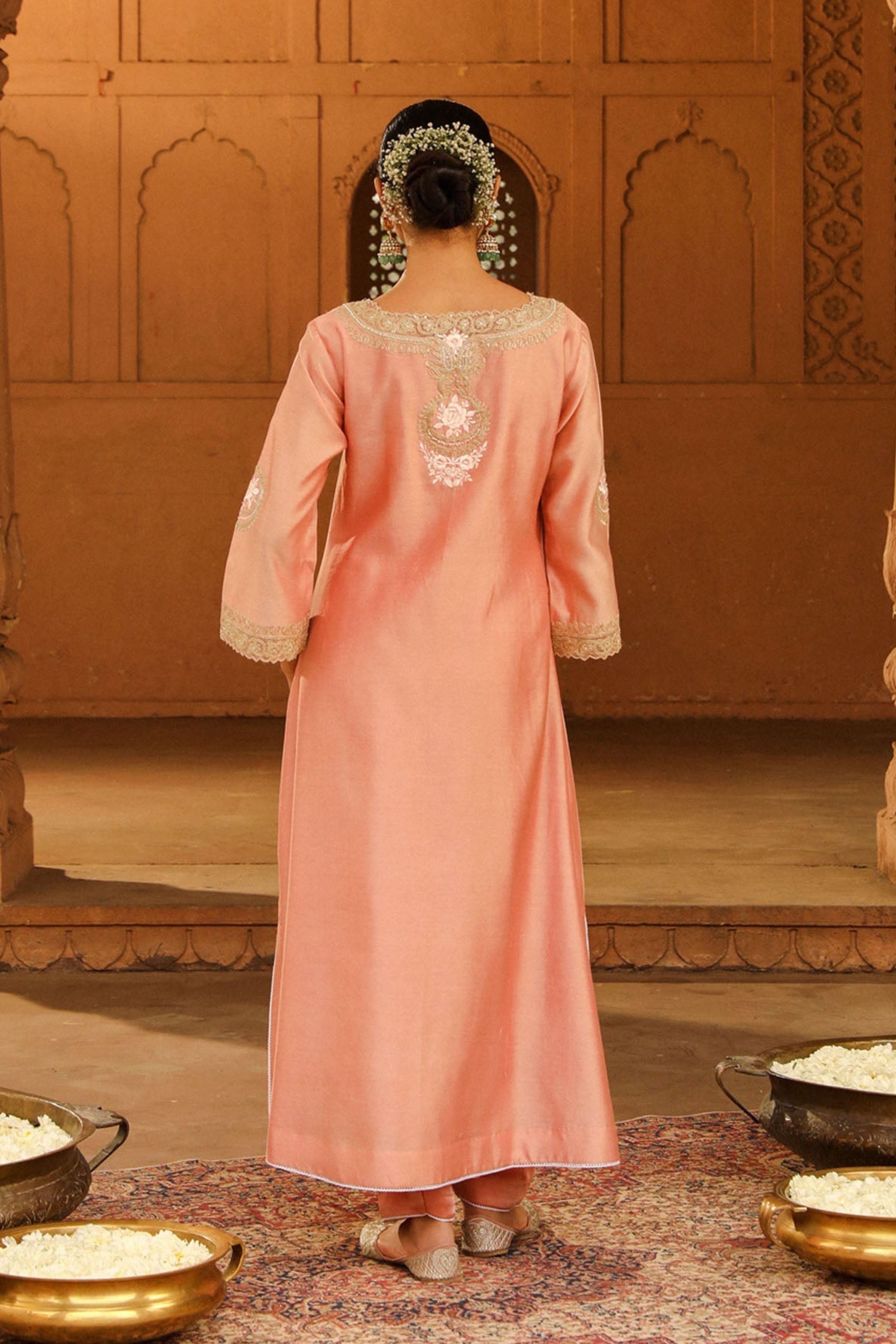 Sanvi Off Rose Long Choga With Salwar