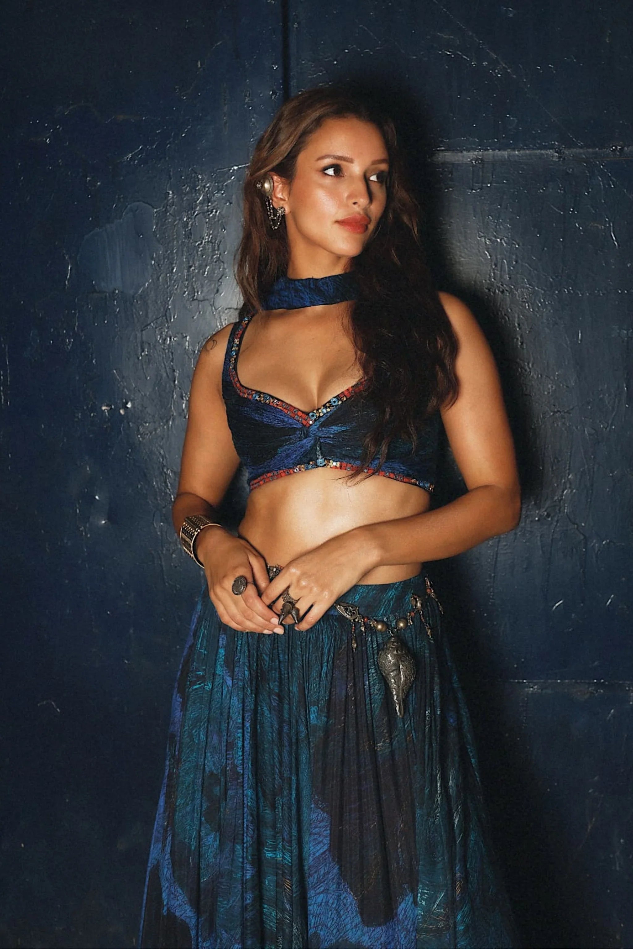 Tripti Dimri In Blue Magnolia Lehenga Set