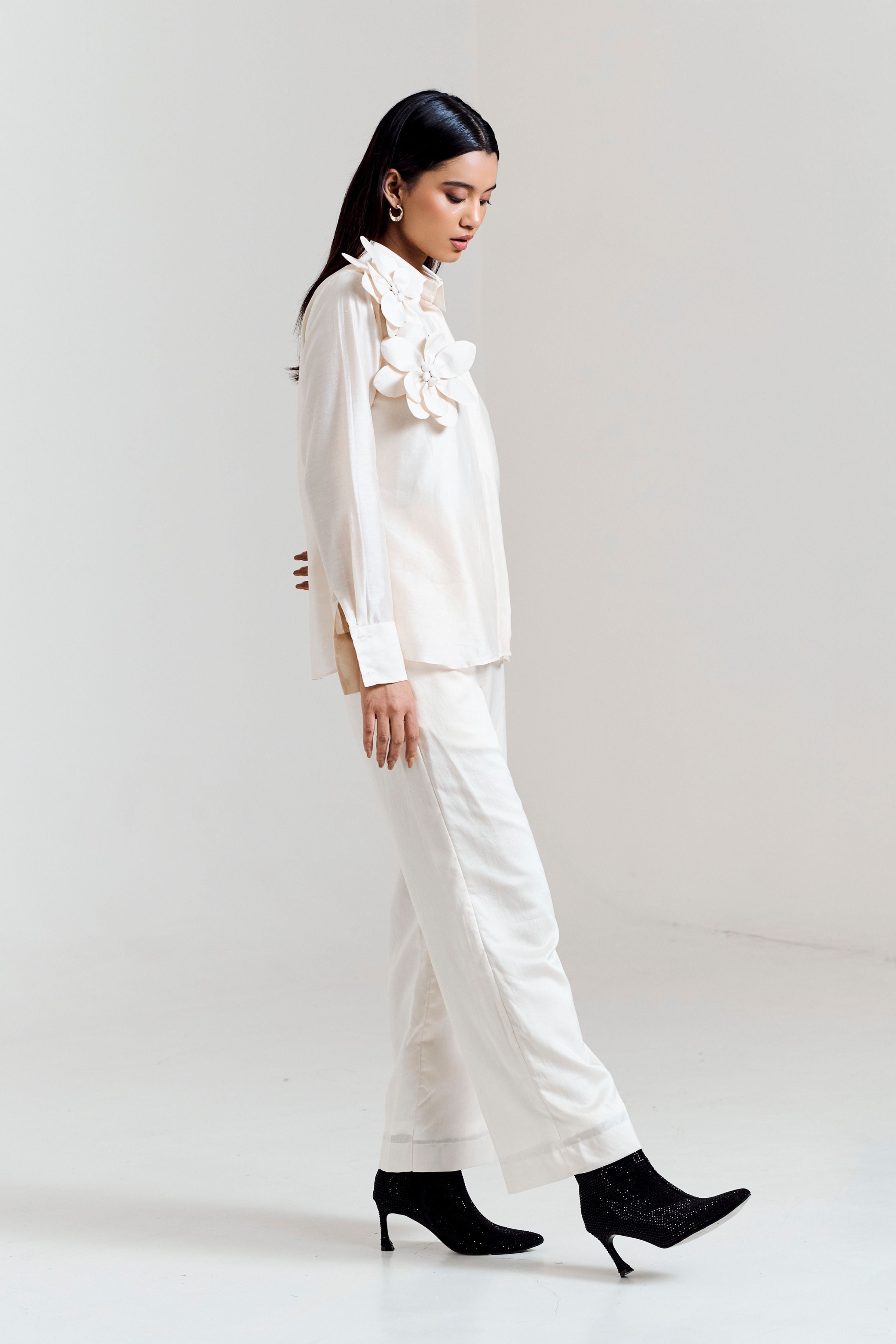 3D White Flower Co-Ord Set