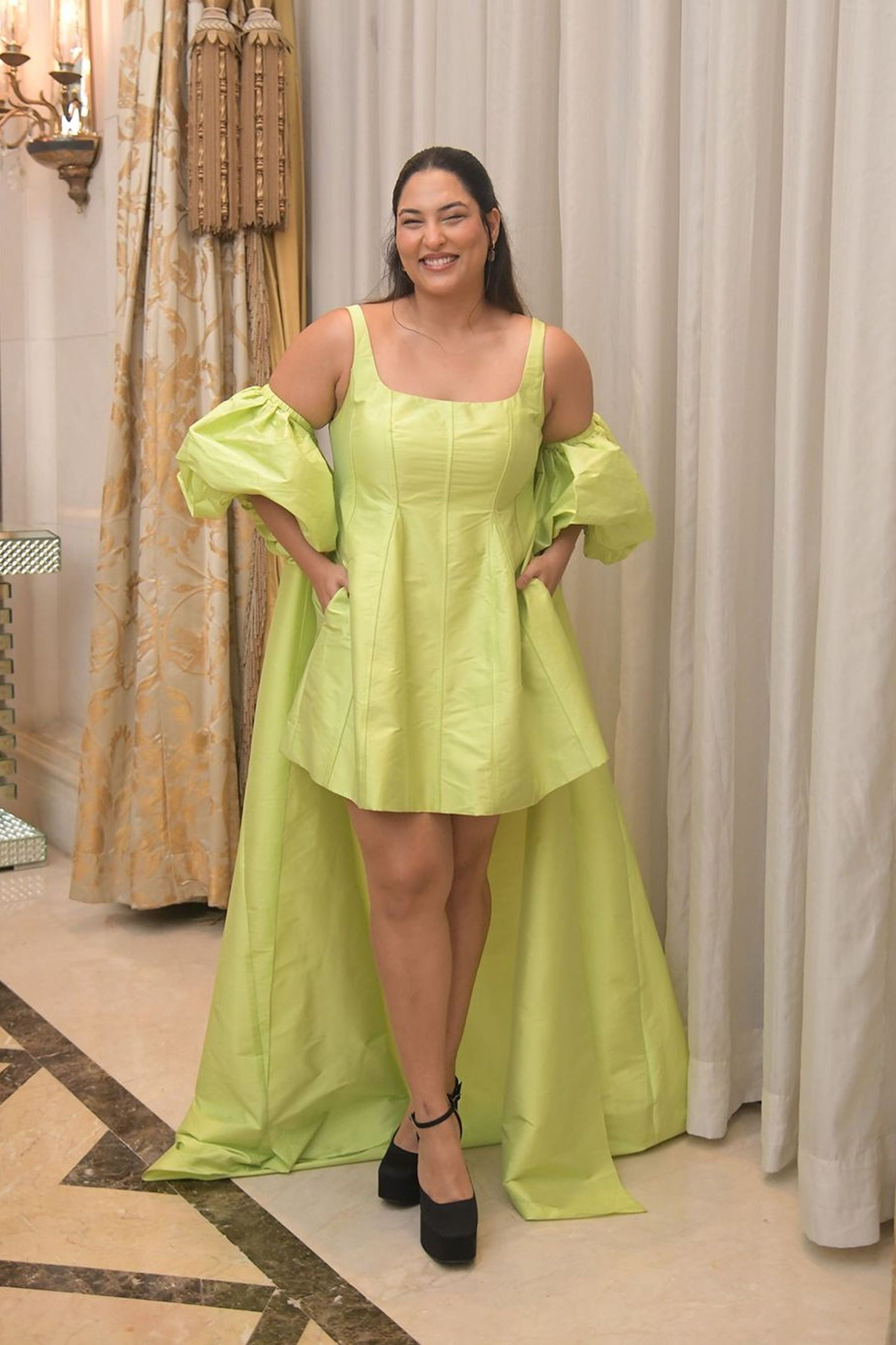 Sakshi Sindwani In Short Dress With Piping Detail
