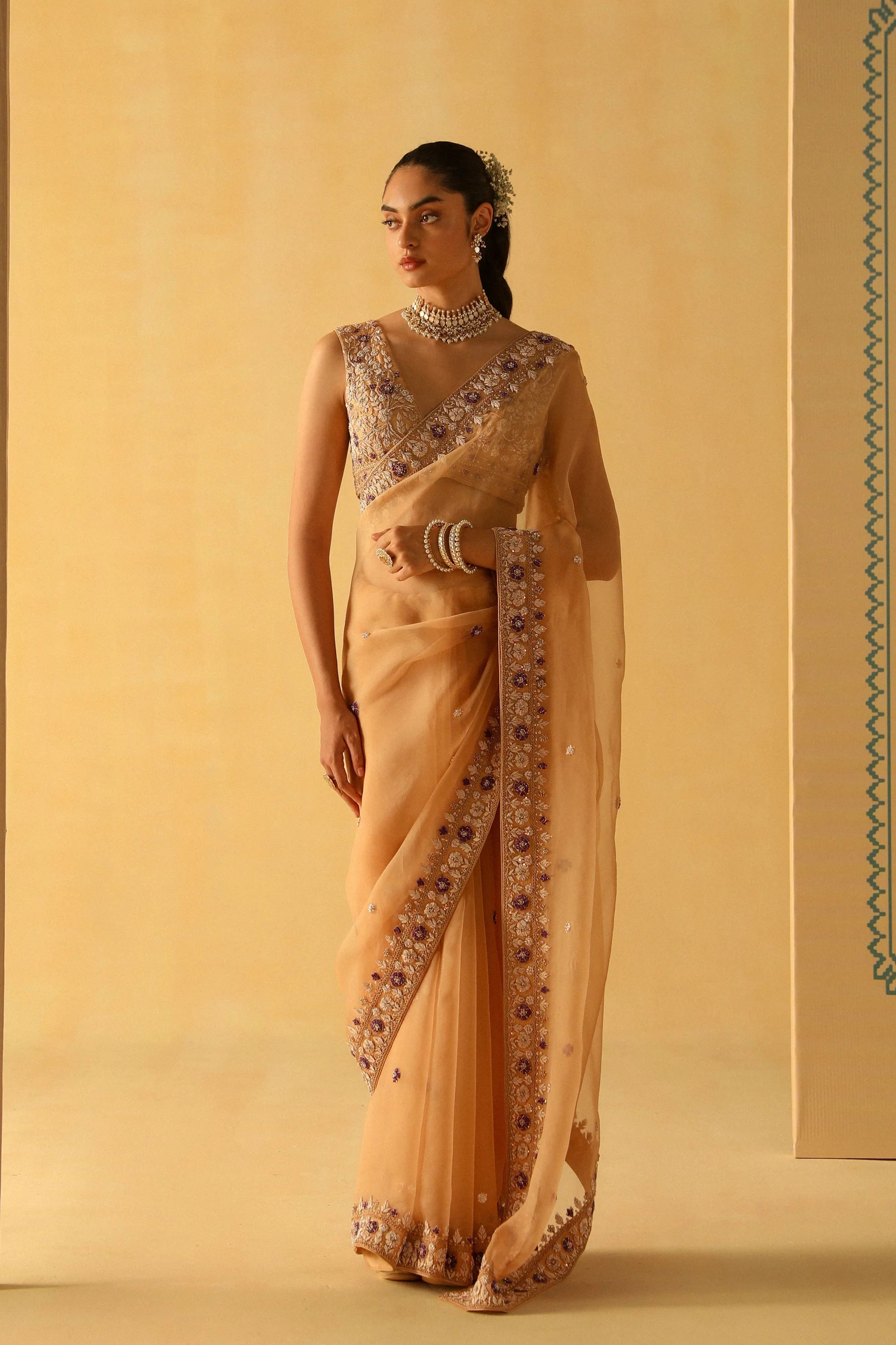 Hannah Gold Saree Set