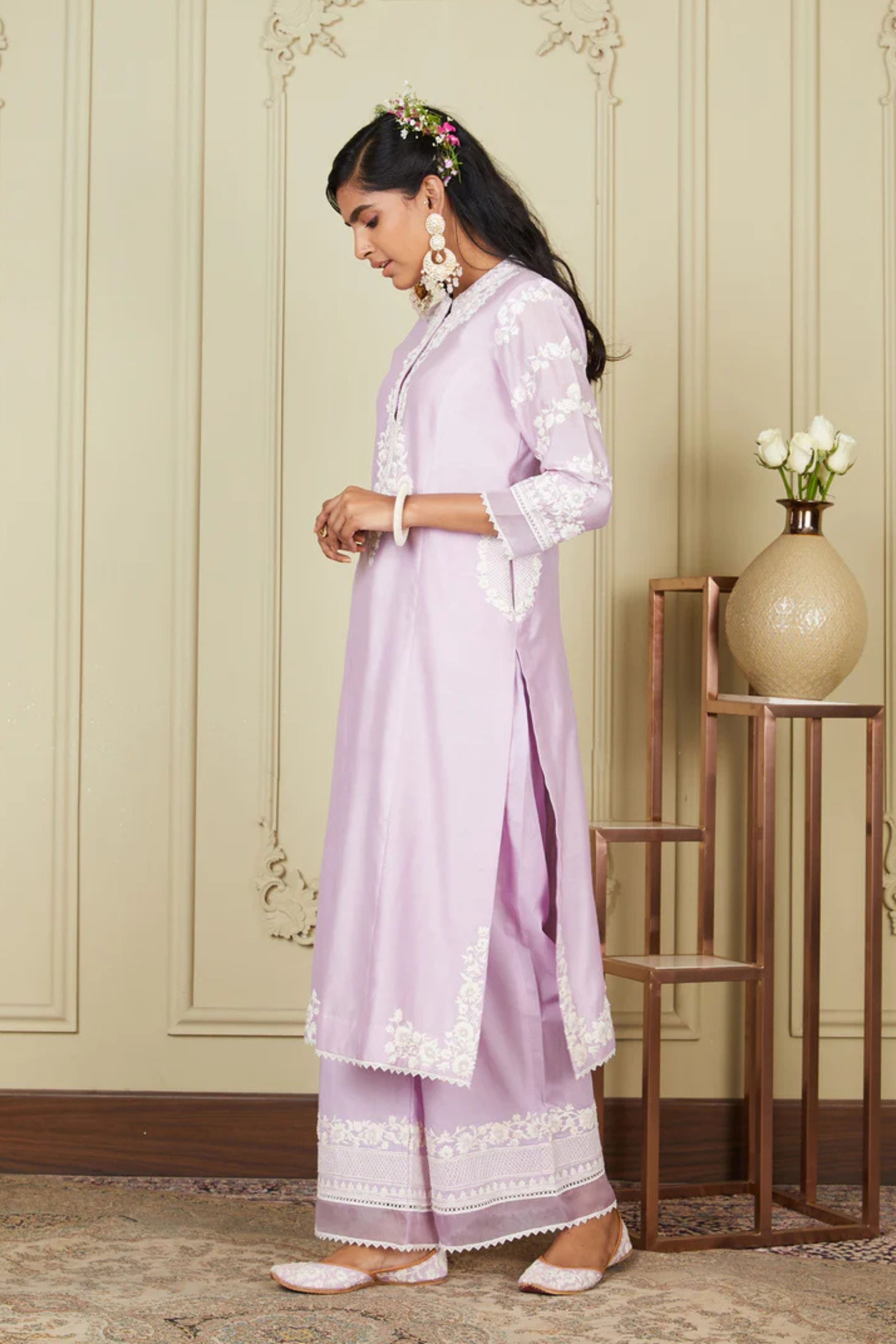 Banafsha Periwinkle Long Kurta With Palazzo