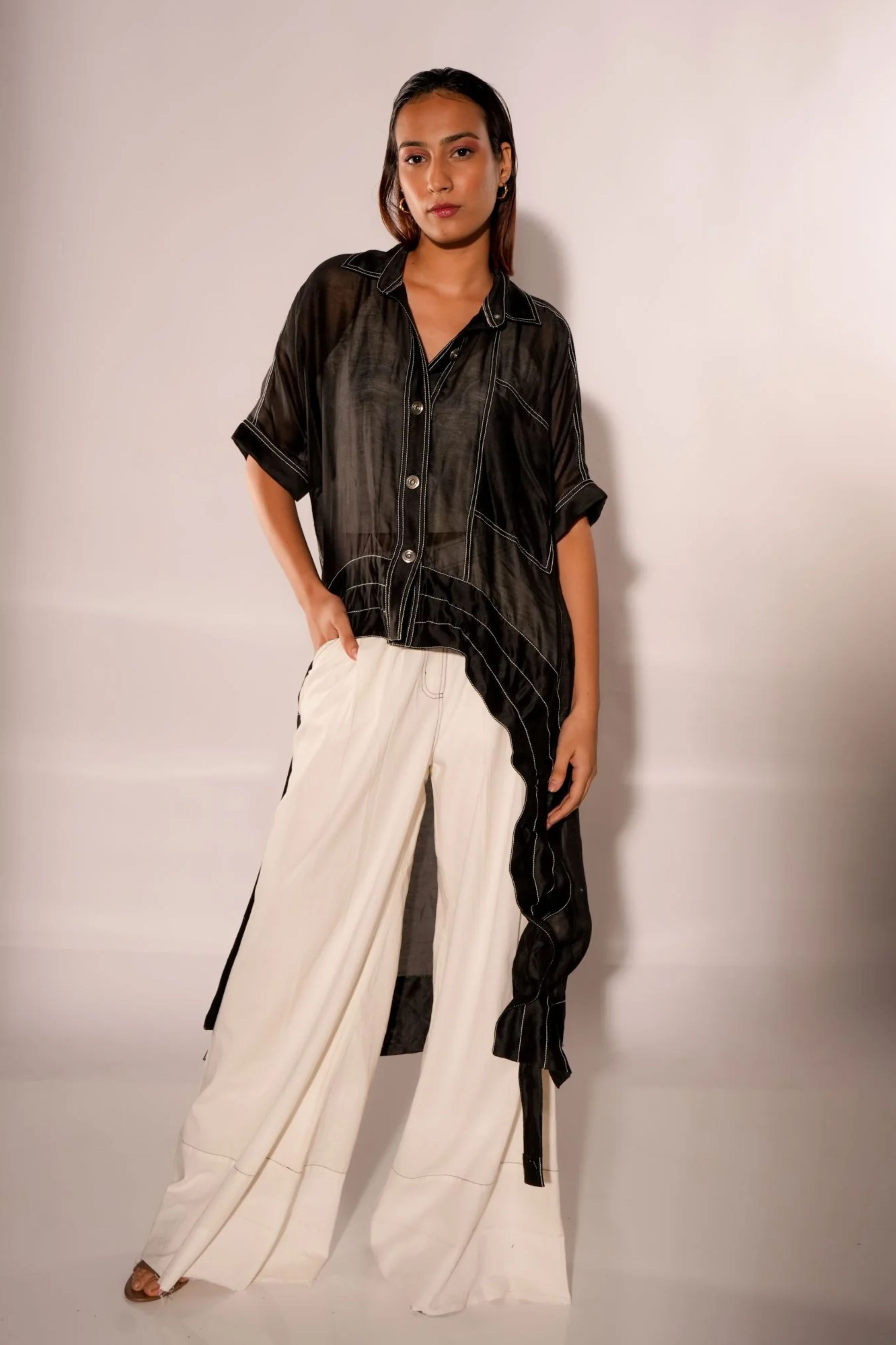 Vidya Balan In BLACK ASYMMETRICAL DRAWSTRING INVERTED U