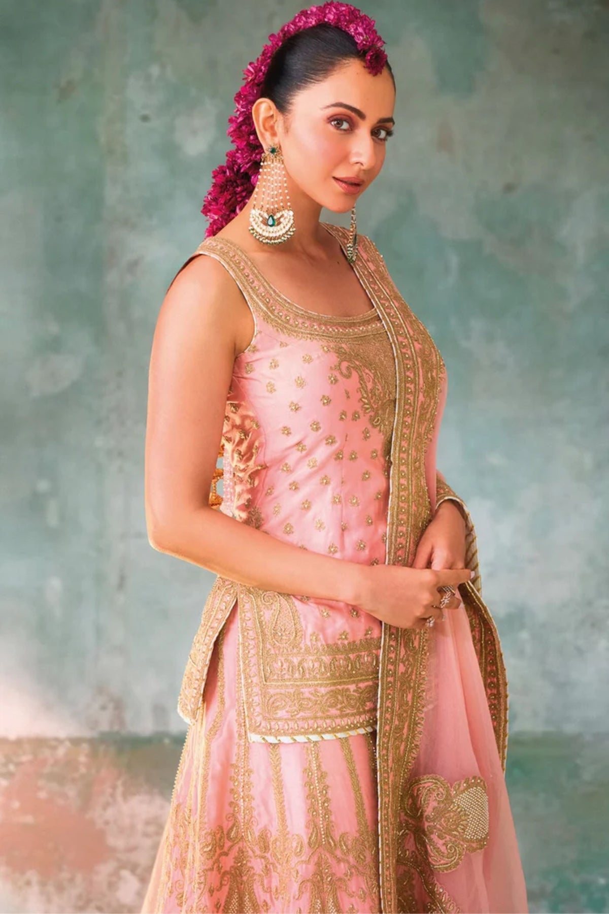Rakul Preet Singh In Tasnim Pink Kurta Set with Sharara & Dupatta