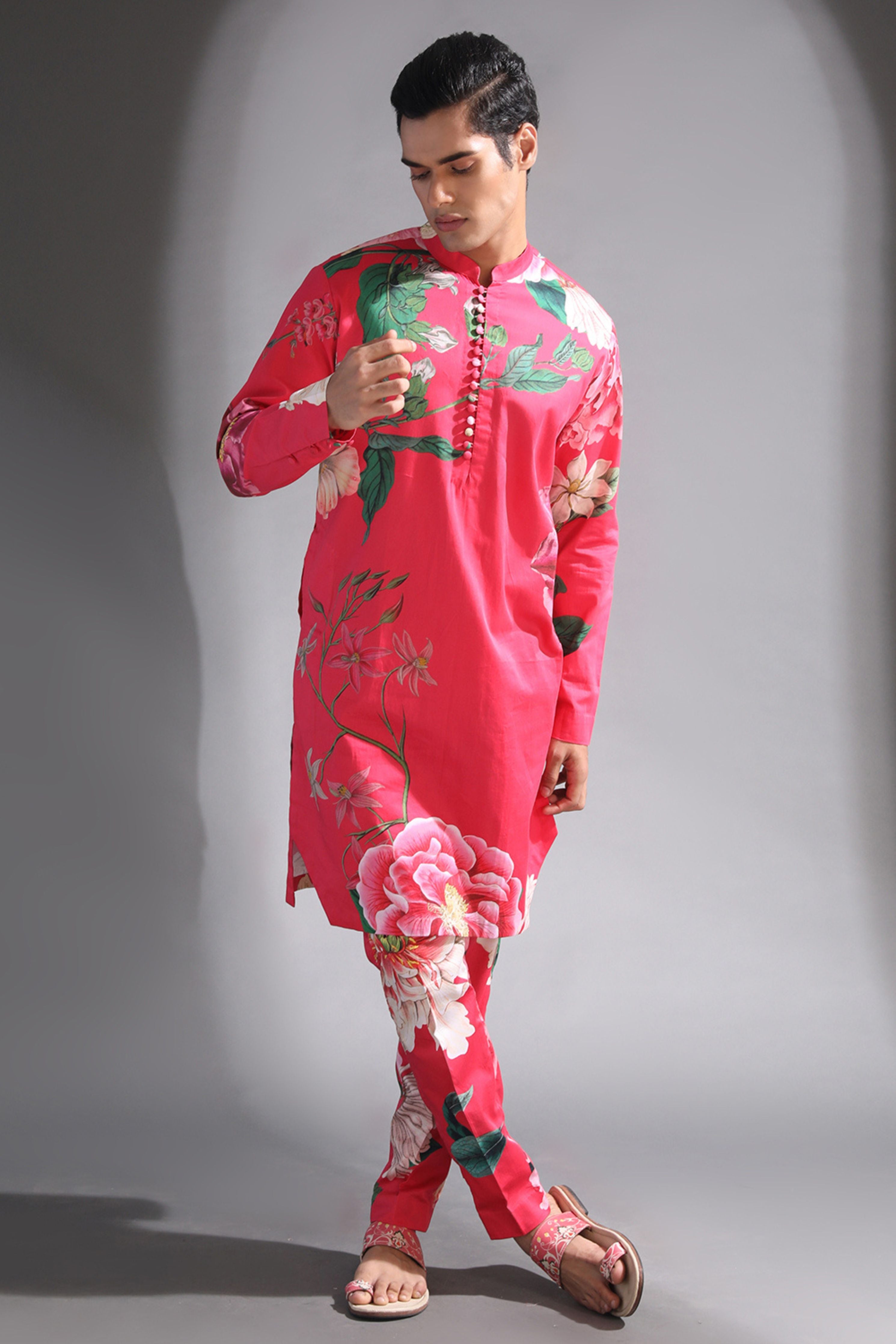 Swayam Red Floral Kurta Set