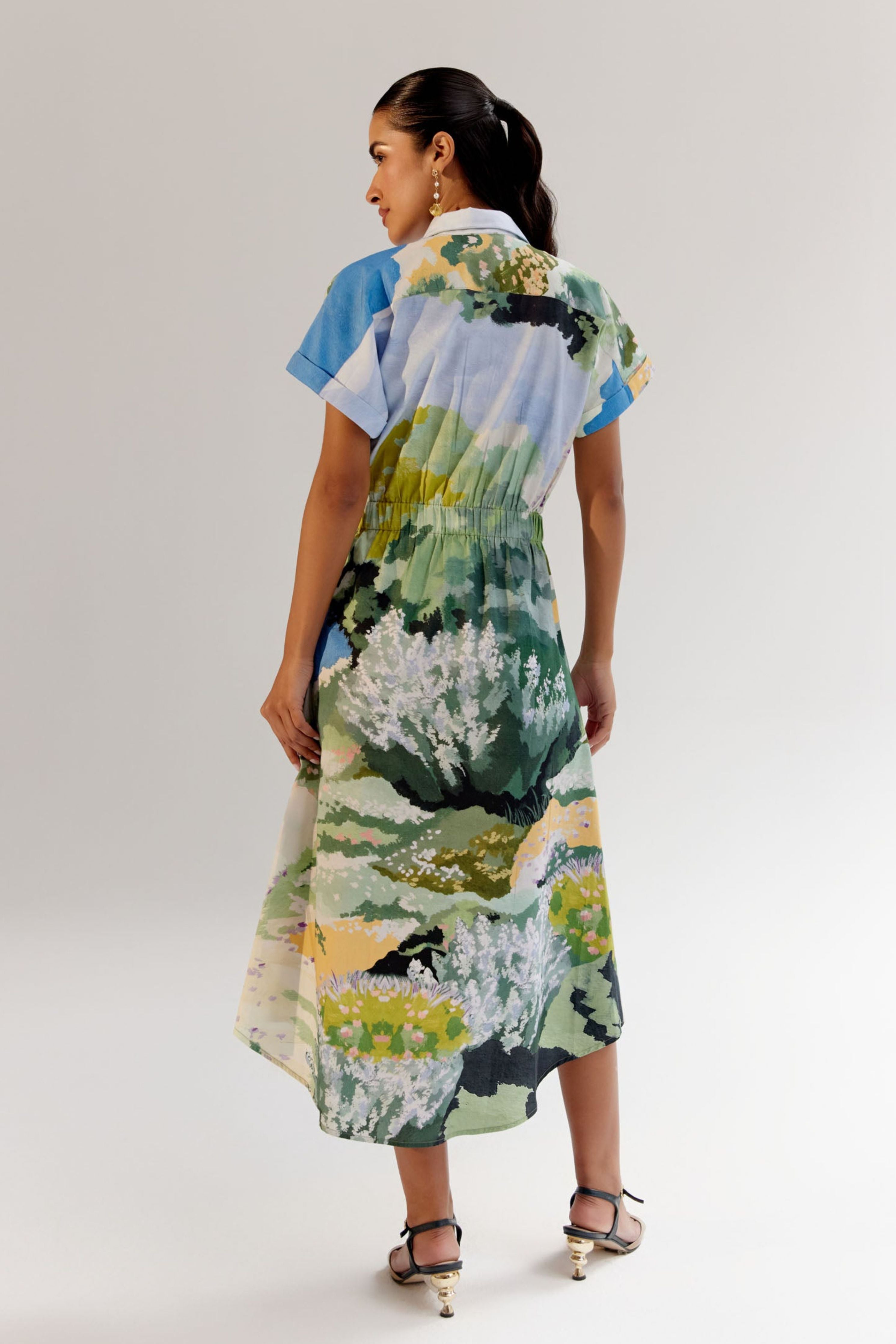 Forest Coral Midi Dress
