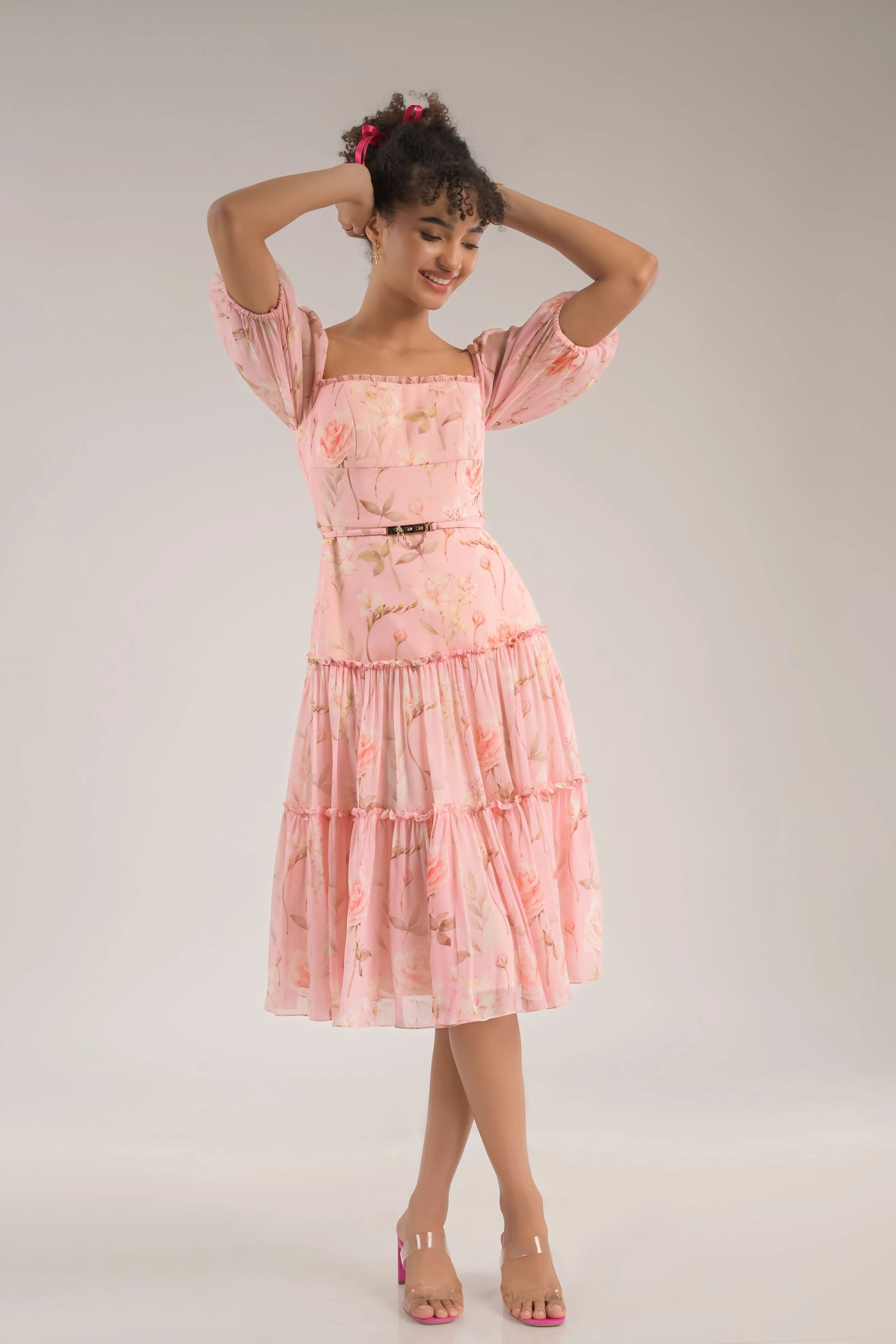 Dahlia Pink Floral Dress