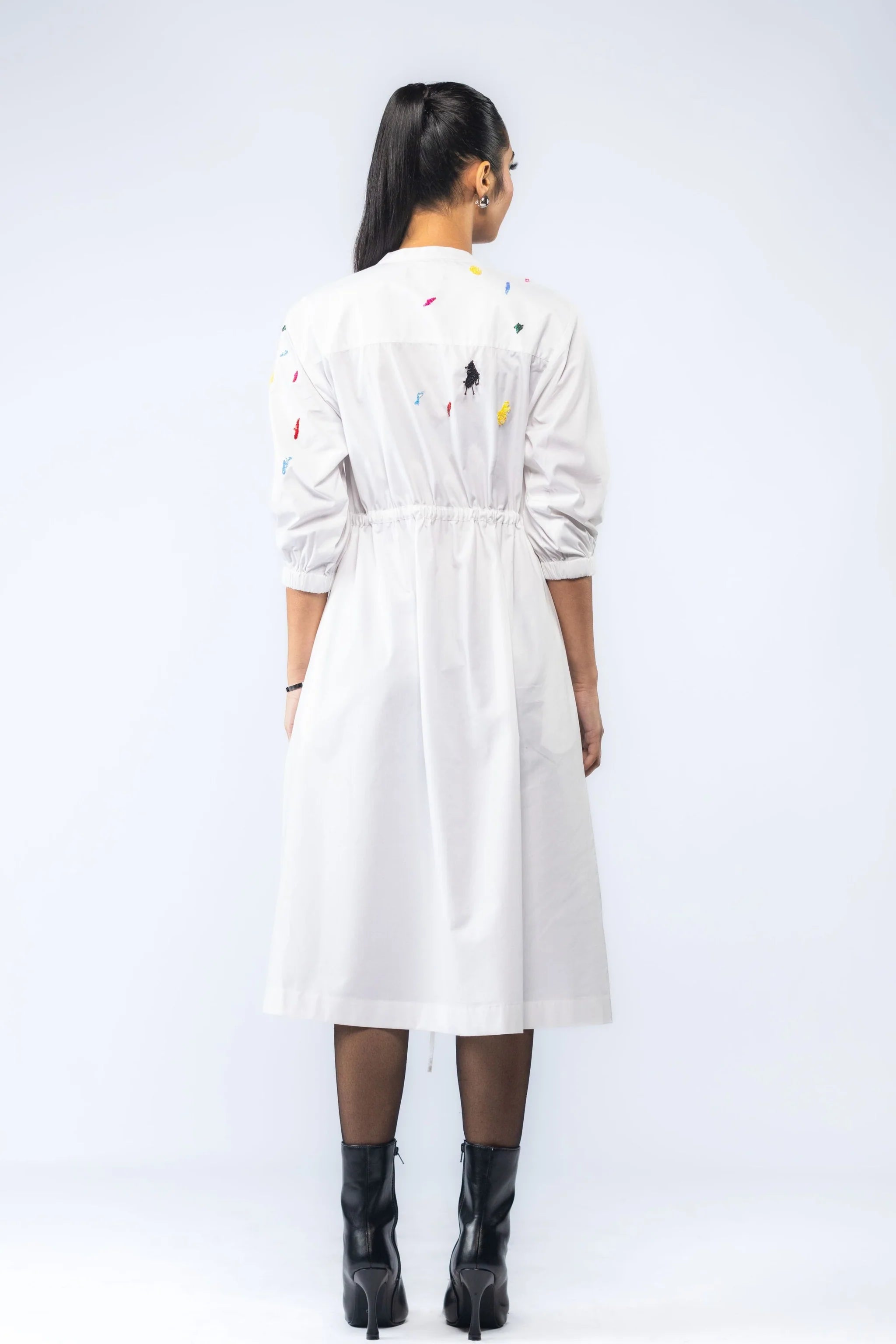 ELARA White Hand Embroidered Dress