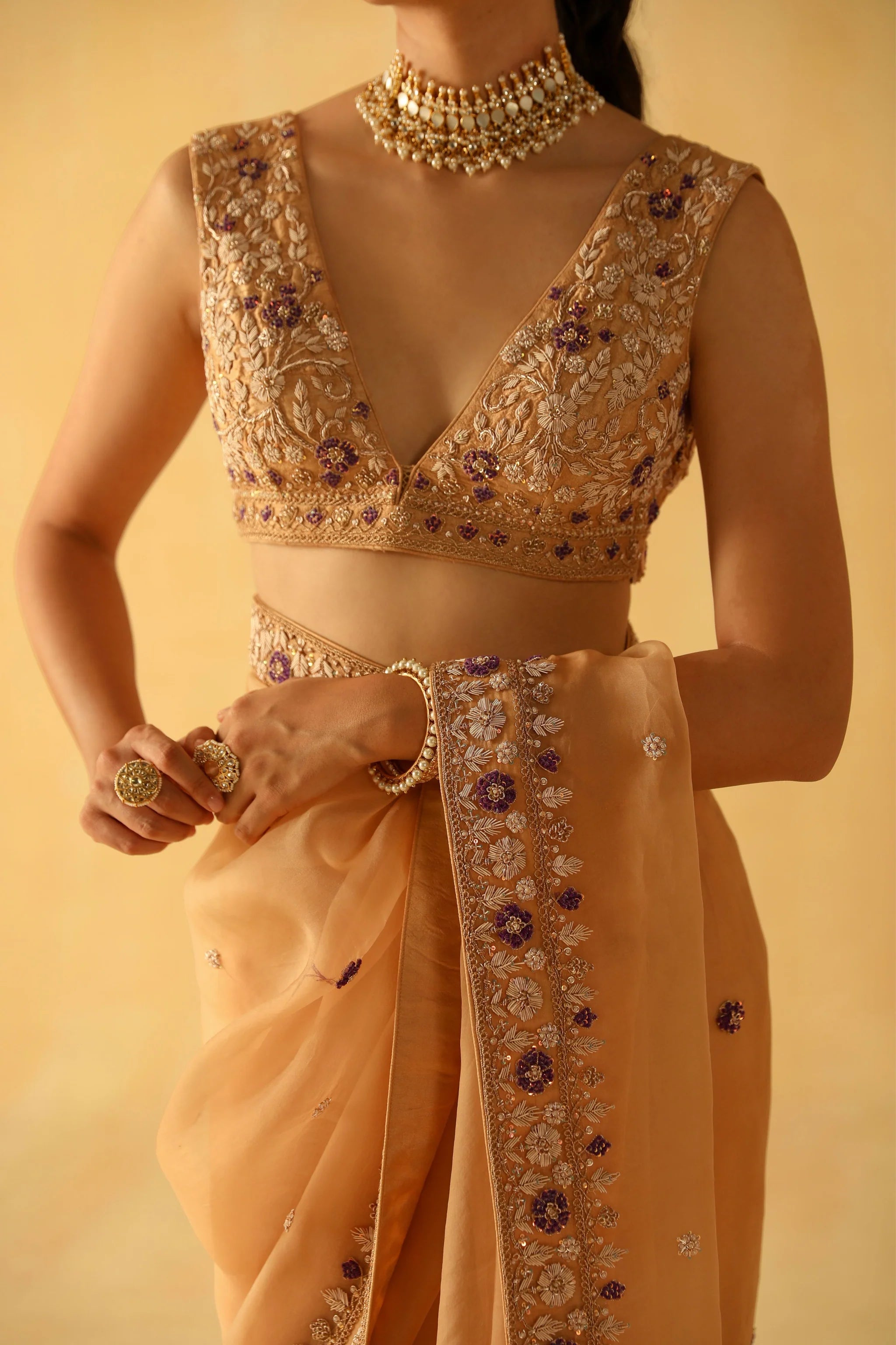Hannah Gold Saree Set
