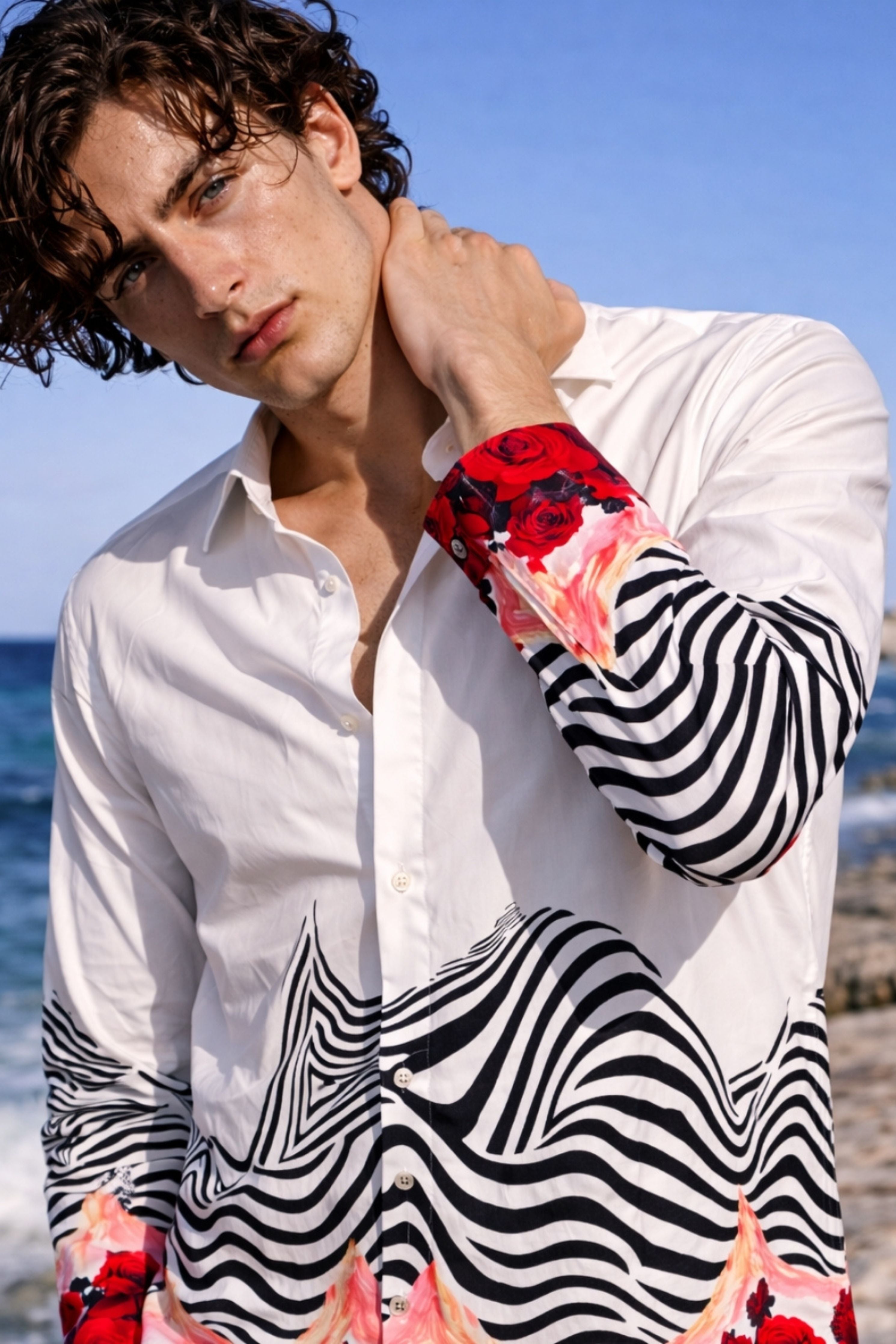 White Wave Printed Shirt